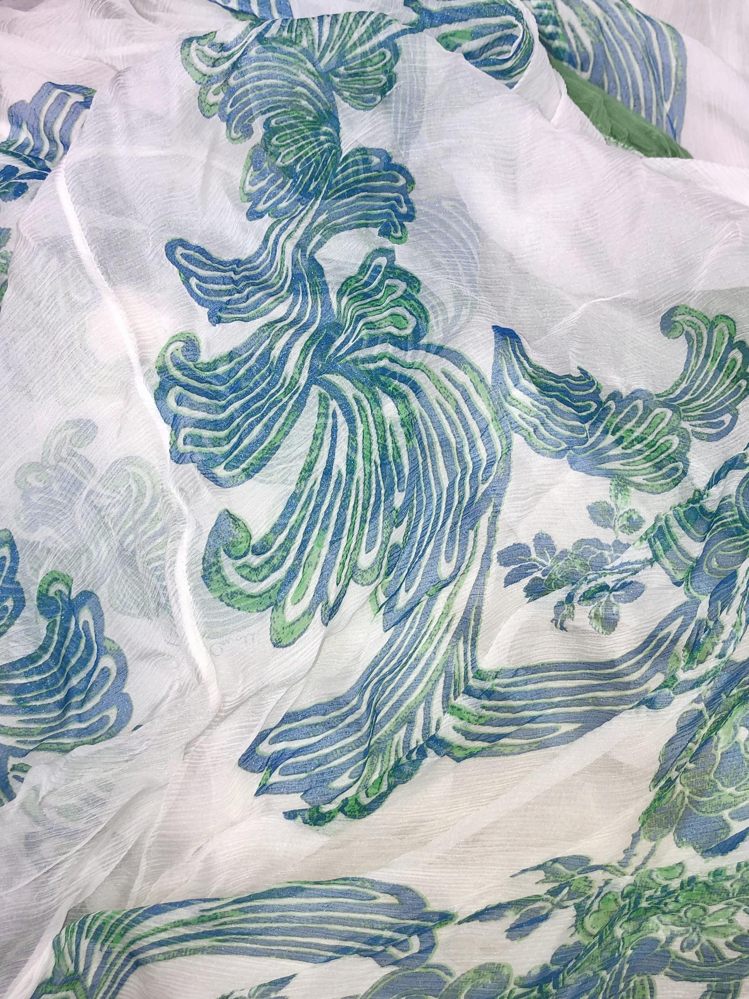 ROBERTO CAVALLI S/s 2007 Verde y blanco Floral Glitter Halter Maxi Gown NWT en venta 9
