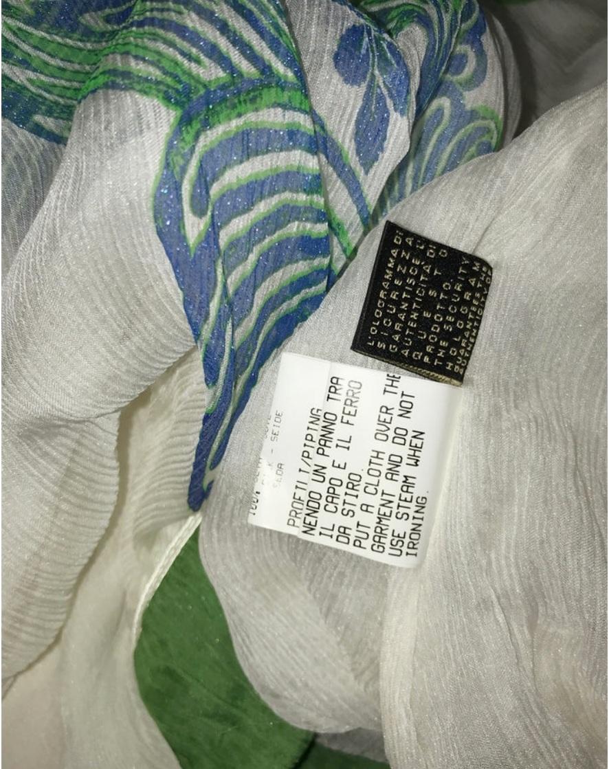 ROBERTO CAVALLI S/s 2007 Verde y blanco Floral Glitter Halter Maxi Gown NWT en venta 10