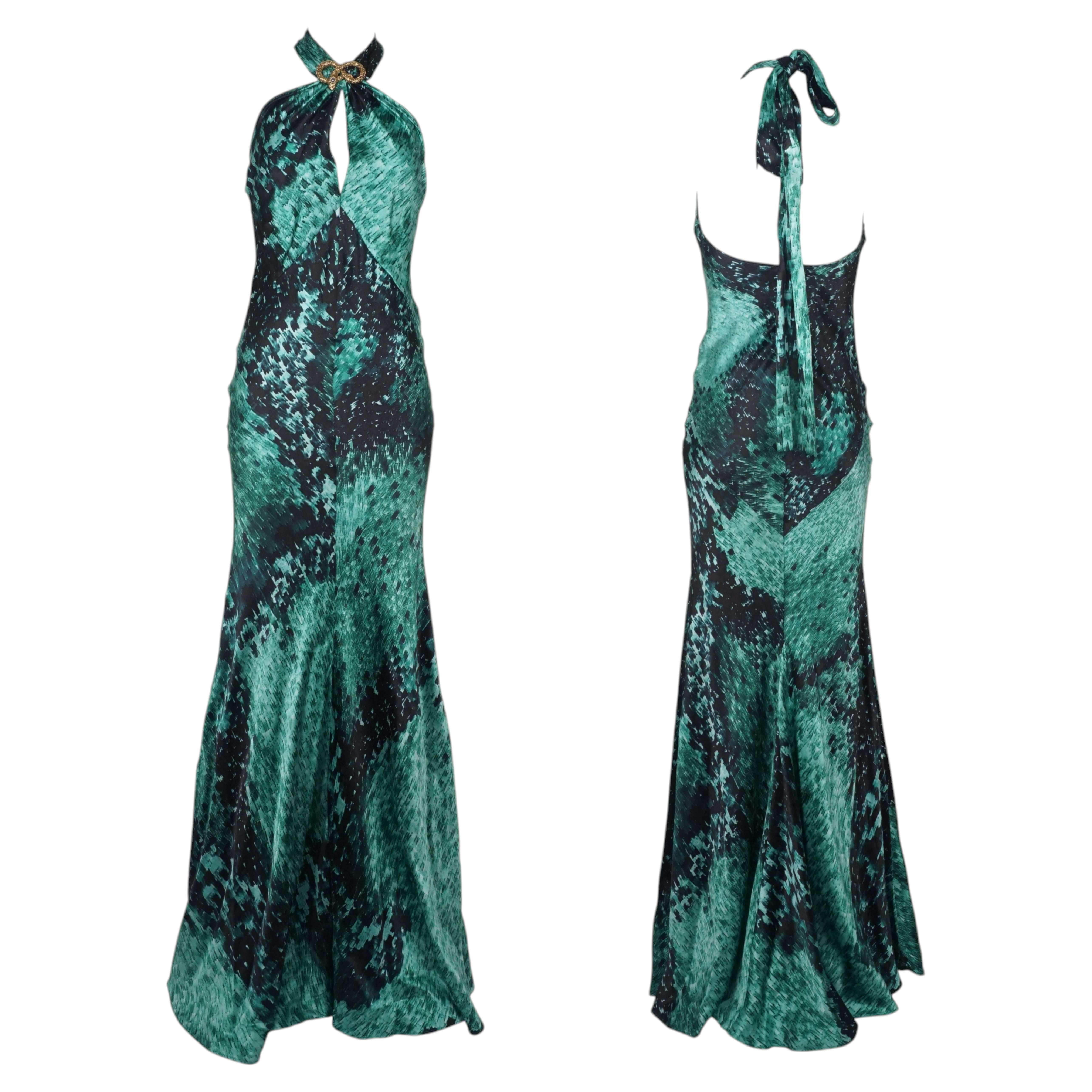 ROBERTO CAVALLI P/E 2007 Abito in seta con stampa pitone e hardware in serpente dorato