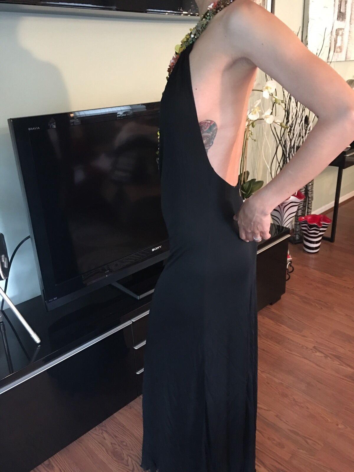 Roberto Cavalli S/S 2007 Runway Embellished Open Back Black Evening Dress Gown In Excellent Condition In Naples, FL