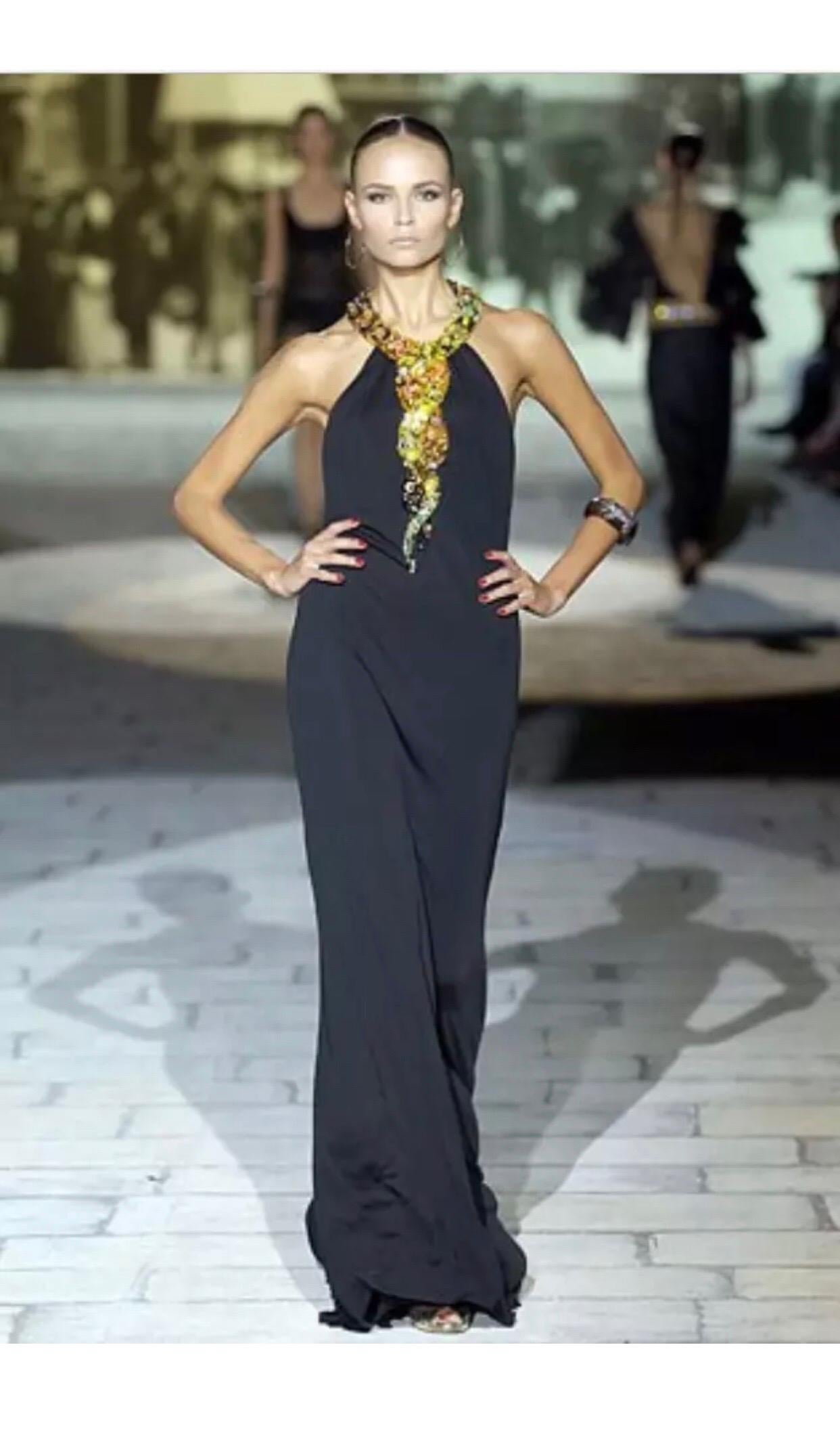 Roberto Cavalli S/S 2007 Runway Embellished Open Back Black Evening Dress Gown 1