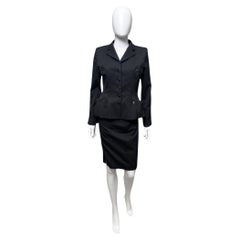 Roberto Cavalli S/S 2008 Buttoned Pockets Wool Black Tailleur Size M / US 6-8