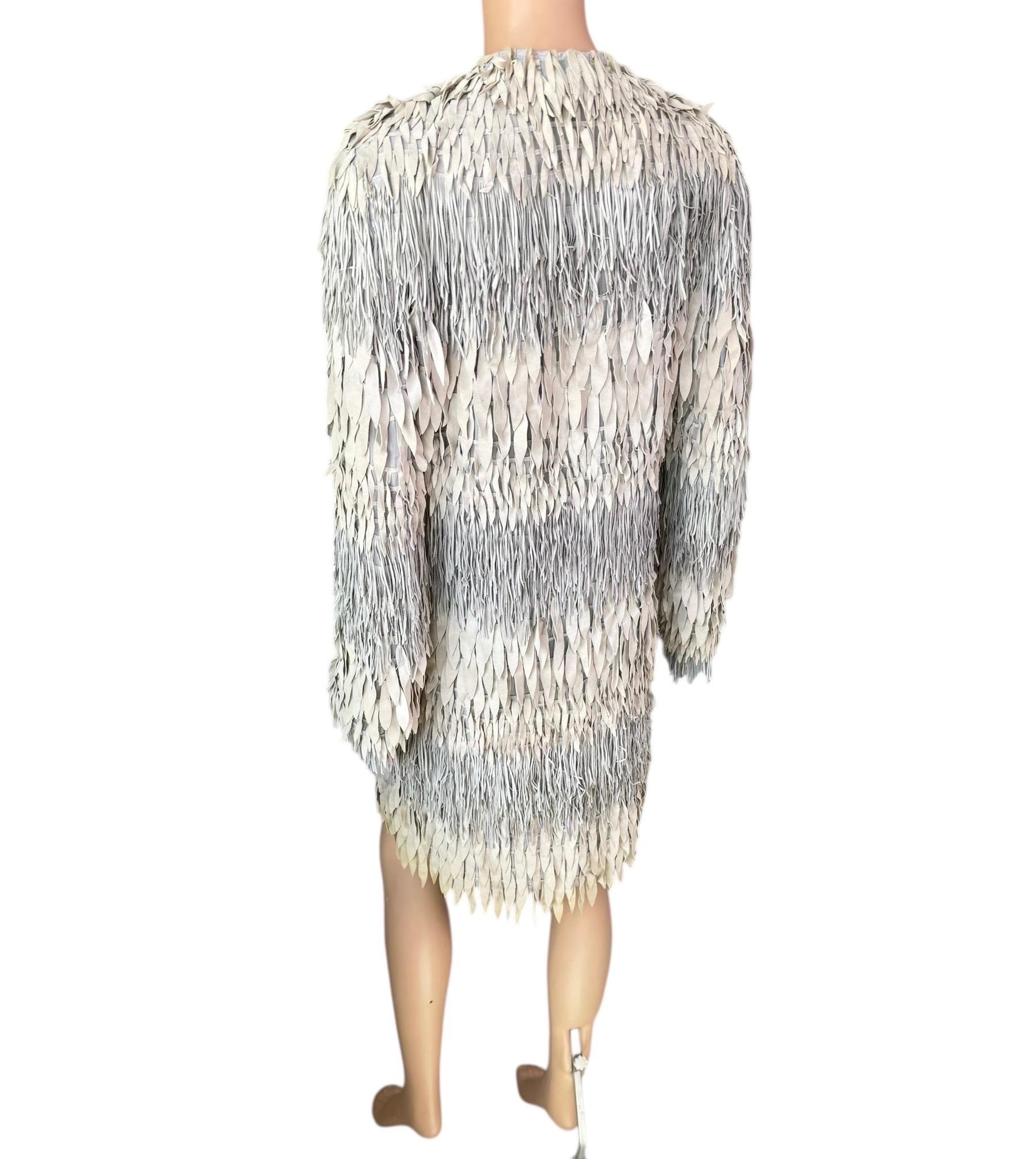 Roberto Cavalli S/S 2008 Runway Leather Silk Fringed Jacket Coat For Sale 6