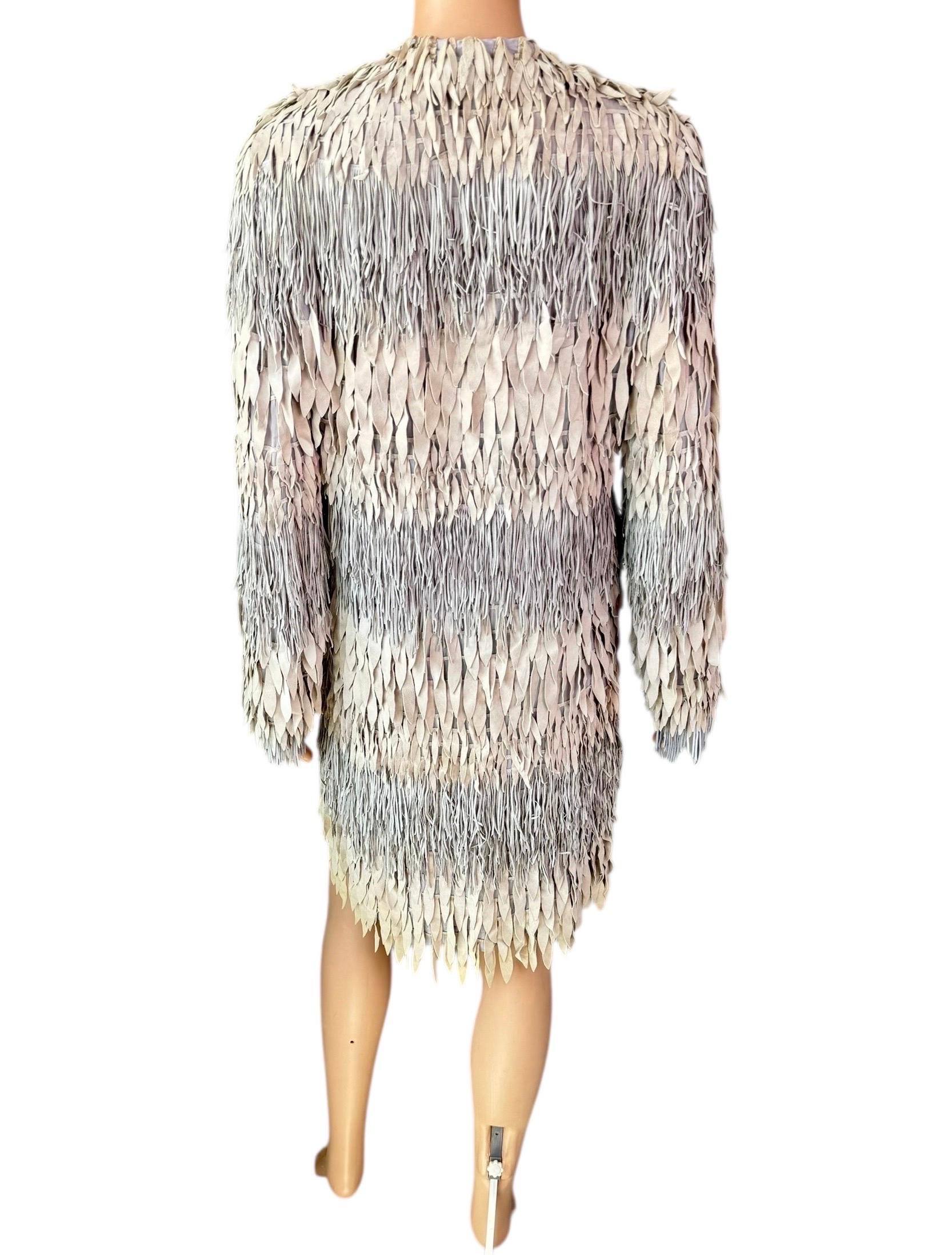 Roberto Cavalli S/S 2008 Runway Leather Silk Fringed Jacket Coat For Sale 9