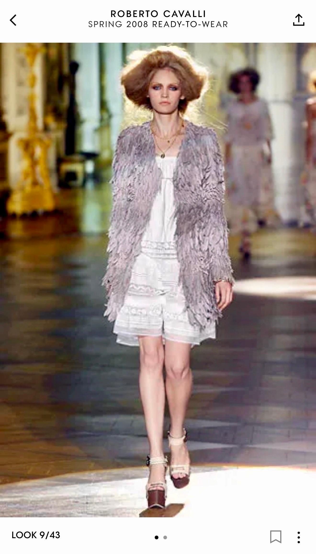 Roberto Cavalli S/S 2008 Runway Leather Silk Fringed Jacket Coat For Sale 11