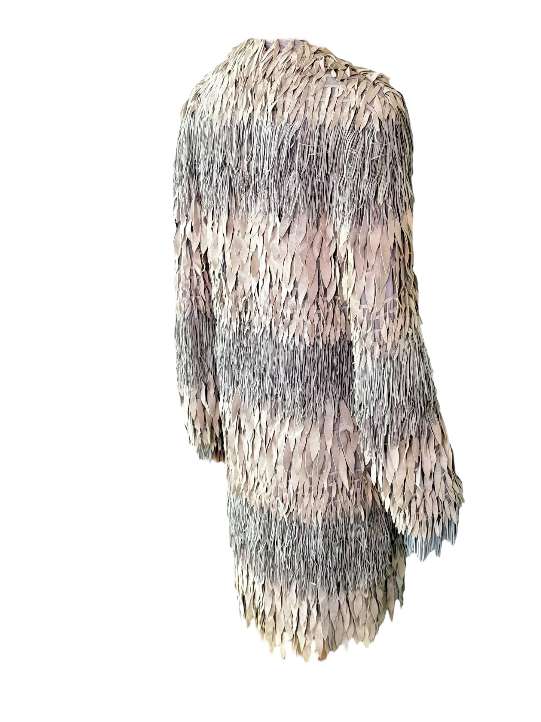 Roberto Cavalli S/S 2008 Runway Leather Silk Fringed Jacket Coat For Sale 2