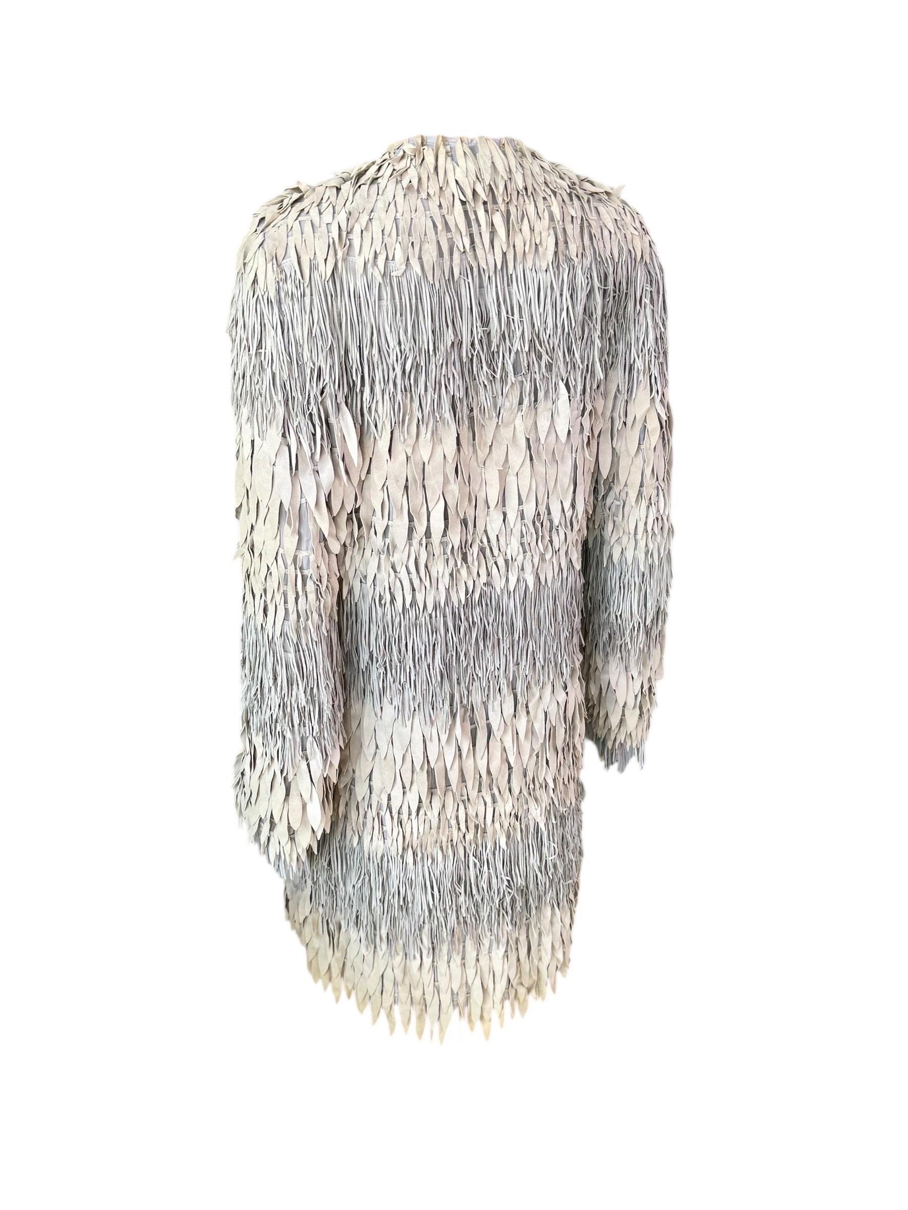 Roberto Cavalli S/S 2008 Runway Leather Silk Fringed Jacket Coat For Sale 4
