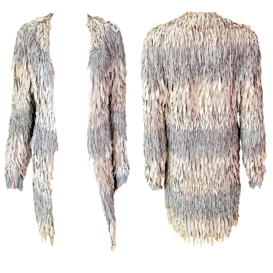 Roberto Cavalli S/S 2008 Runway Leather Silk Fringed Jacket Coat For Sale