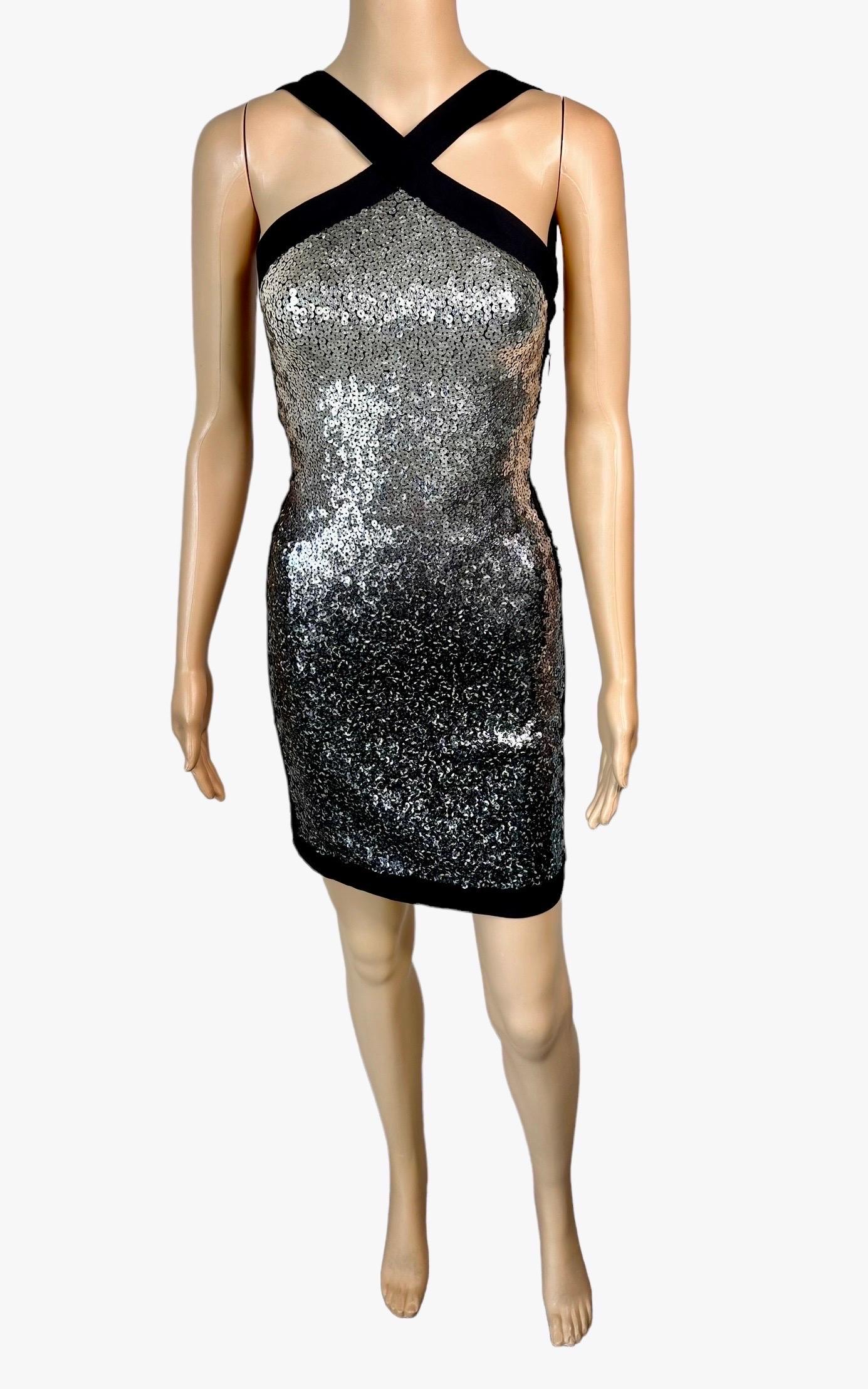 Roberto Cavalli S/S 2008 Runway Sequin Embellished Ombre Backless Mini Dress For Sale 5