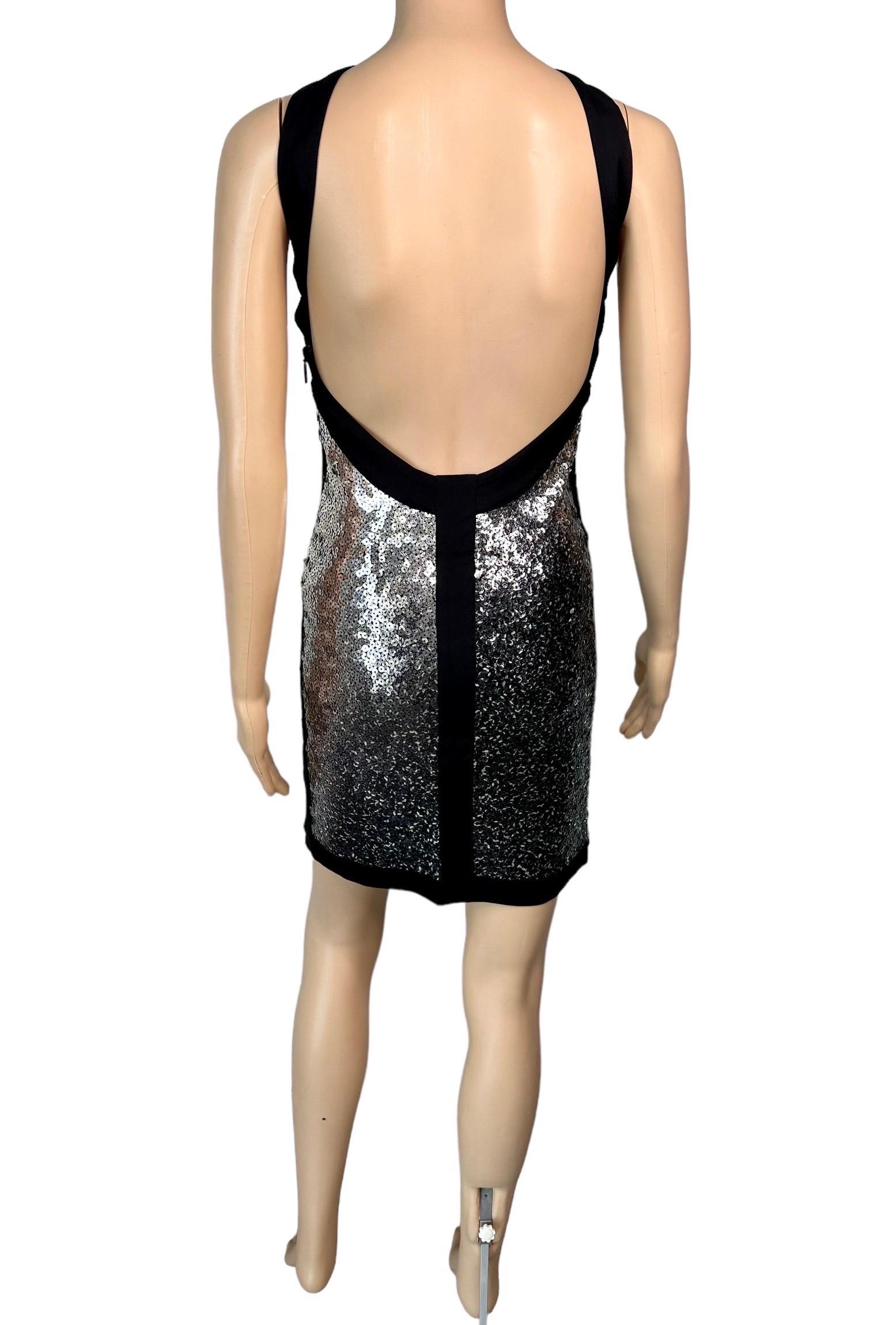 Roberto Cavalli S/S 2008 Runway Sequin Embellished Ombre Backless Mini Dress For Sale 8