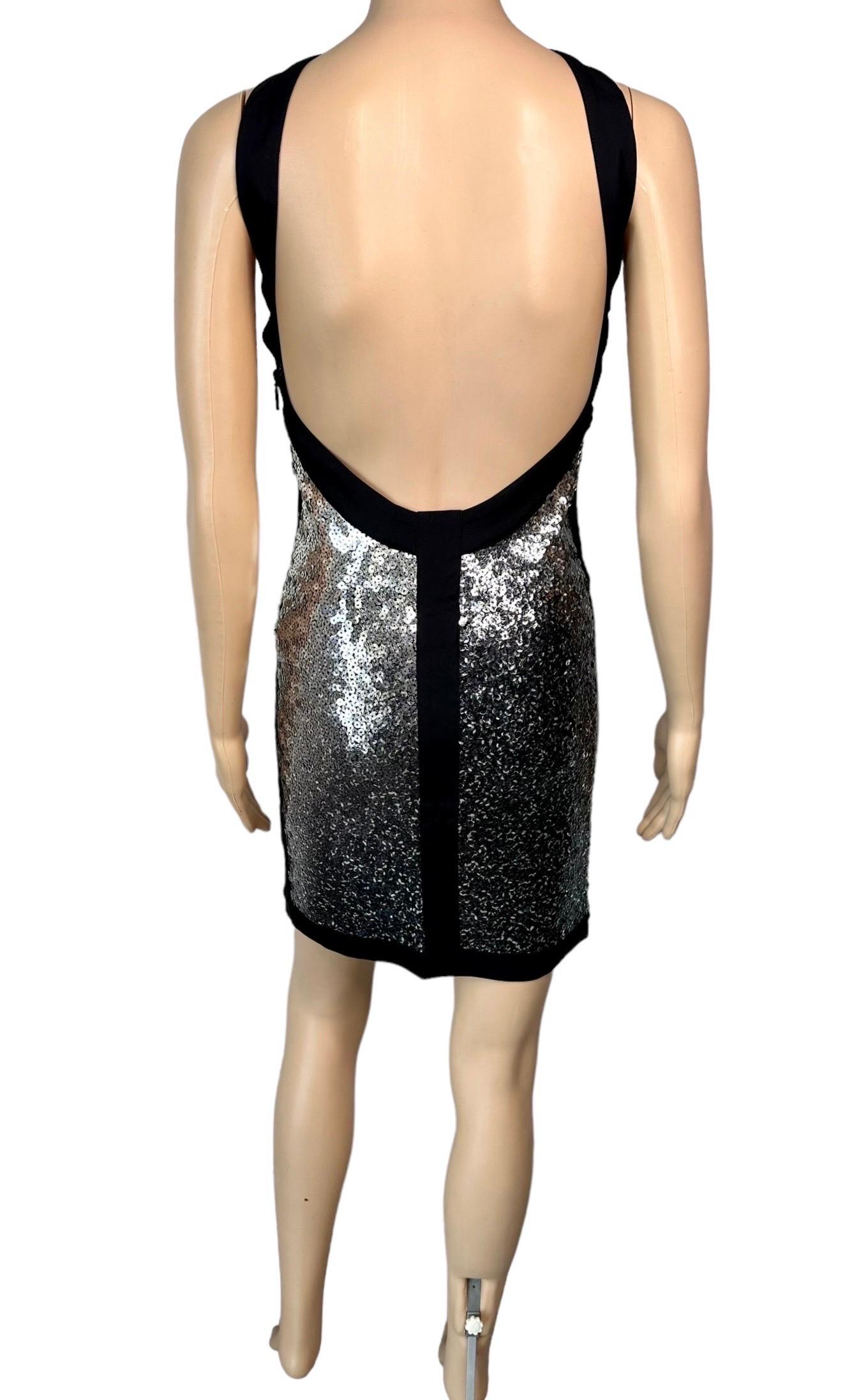 Roberto Cavalli S/S 2008 Runway Sequin Embellished Ombre Backless Mini Dress For Sale 9