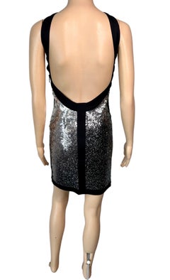 Roberto Cavalli S/S 2008 Runway Sequin Embellished Ombre Backless Mini Dress