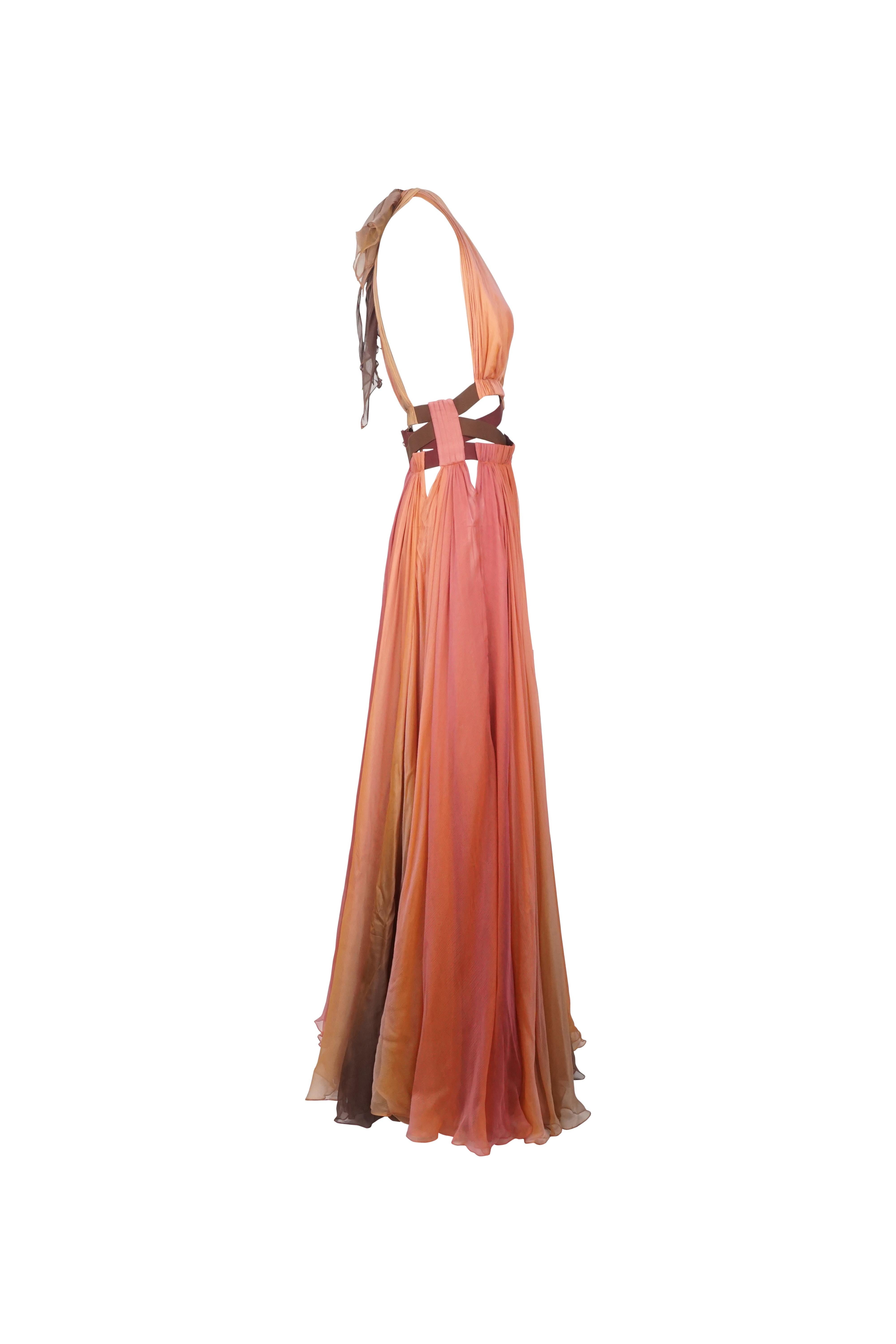 ROBERTO CAVALLI S/s 2008 Sunset Ombre Ribbon Dress Nuovo con Etichetta In condizioni ottime in vendita a 上海市, Xuhui district