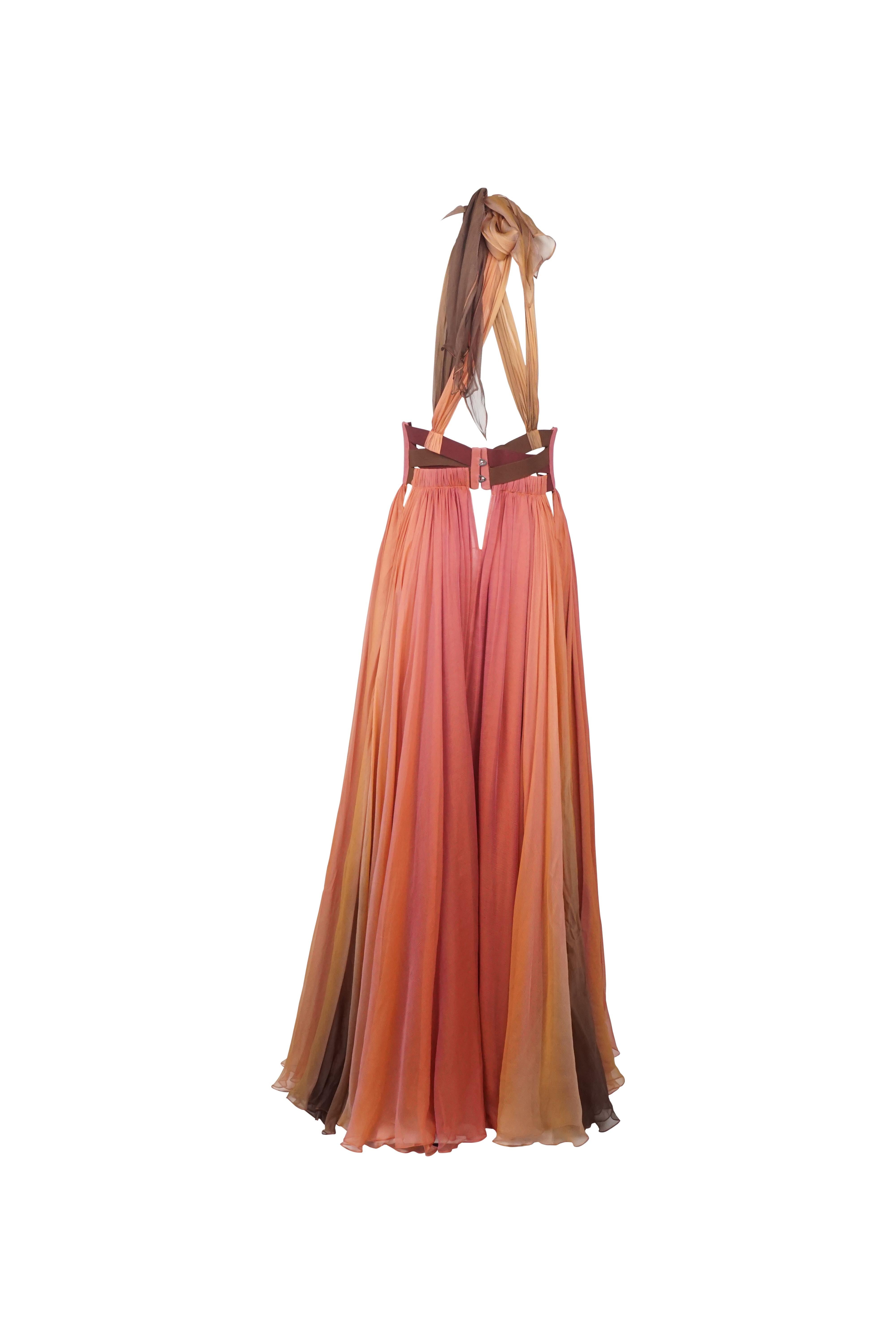 Donna ROBERTO CAVALLI S/s 2008 Sunset Ombre Ribbon Dress Nuovo con Etichetta in vendita