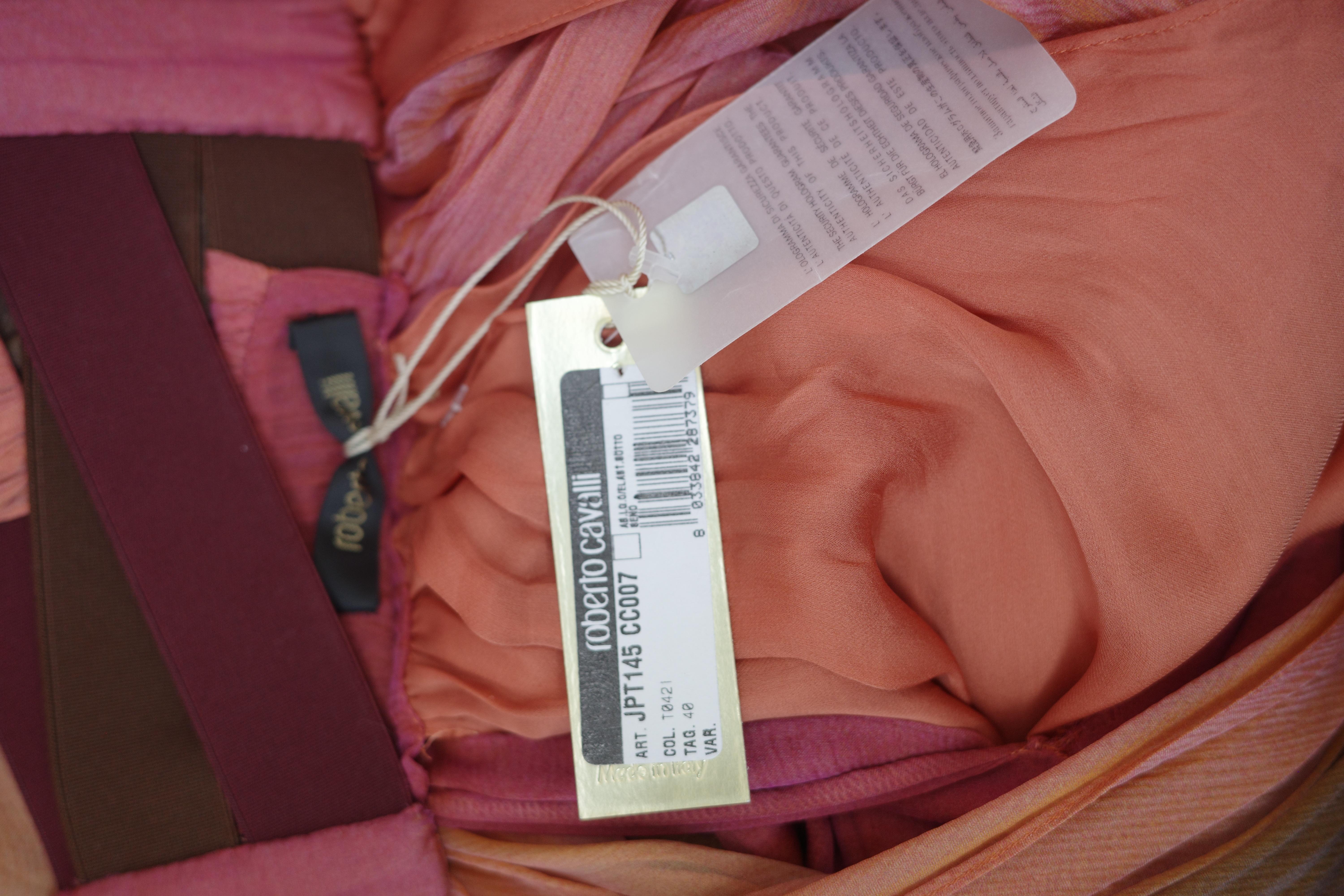 ROBERTO CAVALLI S/s 2008 Sunset Ombre Ribbon Dress Nuovo con Etichetta in vendita 2