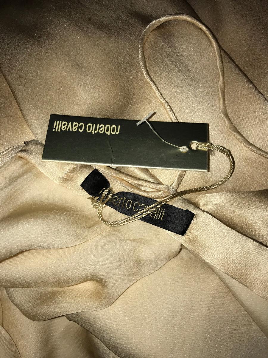 ROBERTO CAVALLI S/s 2008 Abito in seta avorio con stampa floreale e svasatura ampia Nuovo con etichetta in vendita 5