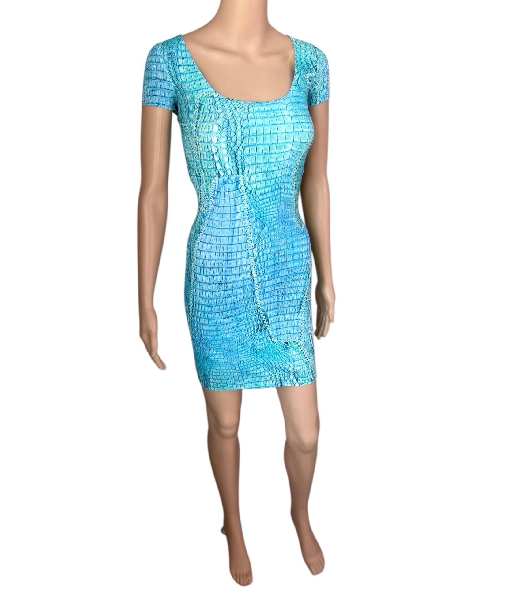 Roberto Cavalli, mini-robe bleue à lacets et imprimé animal, P/E 2011 en vente 8