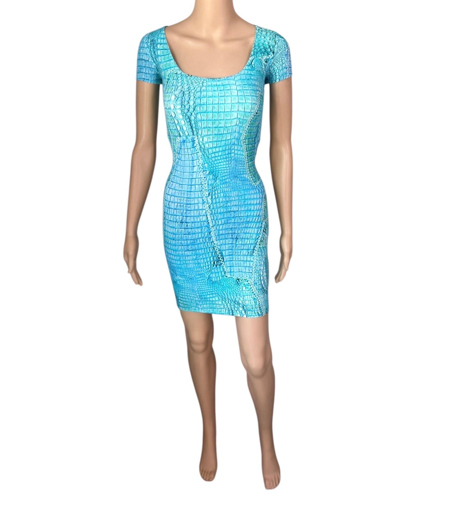 Roberto Cavalli, mini-robe bleue à lacets et imprimé animal, P/E 2011 en vente 10