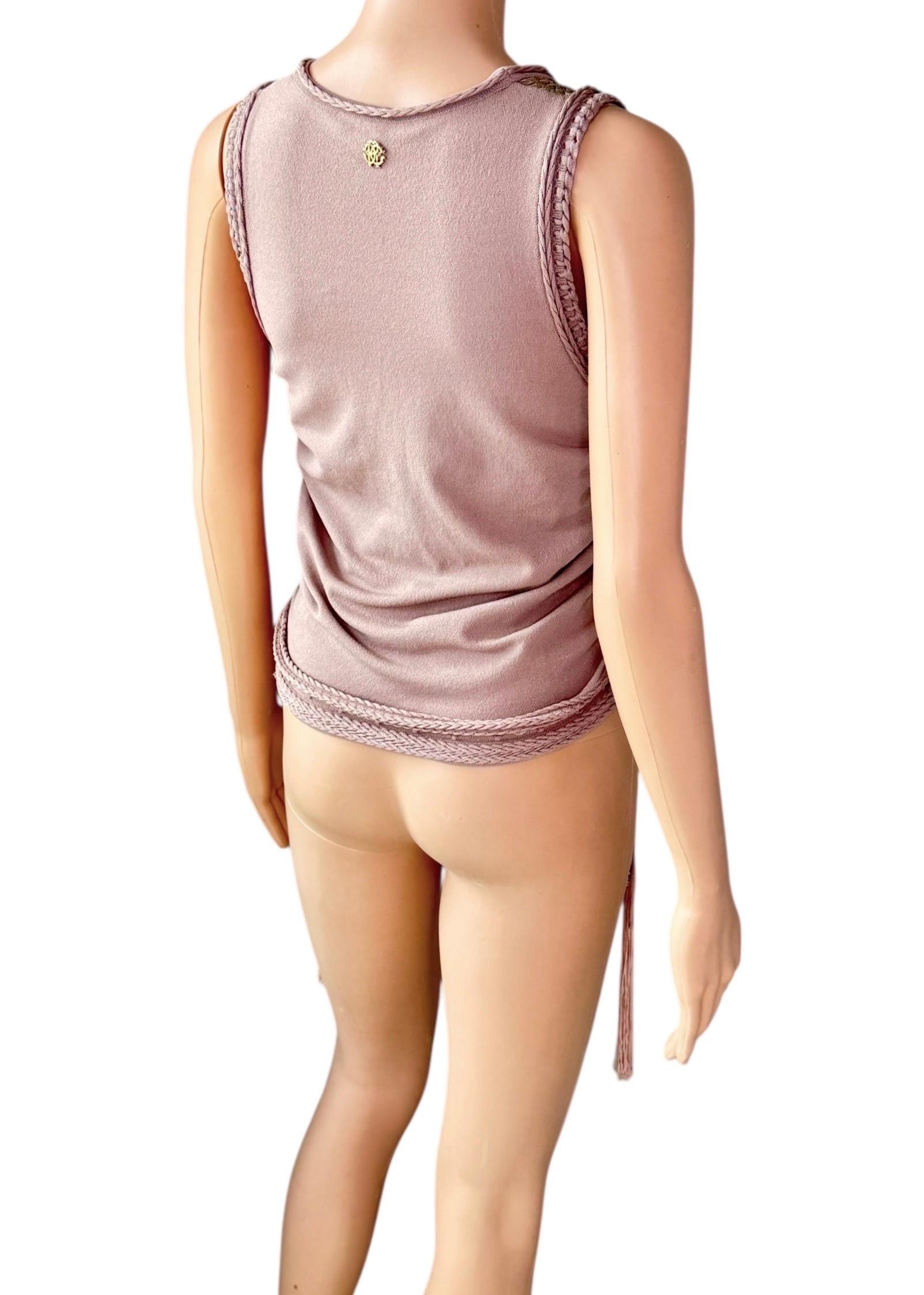 Roberto Cavalli S/S 2011 Lace Up Reptile Print Ruched Tank Top en vente 5