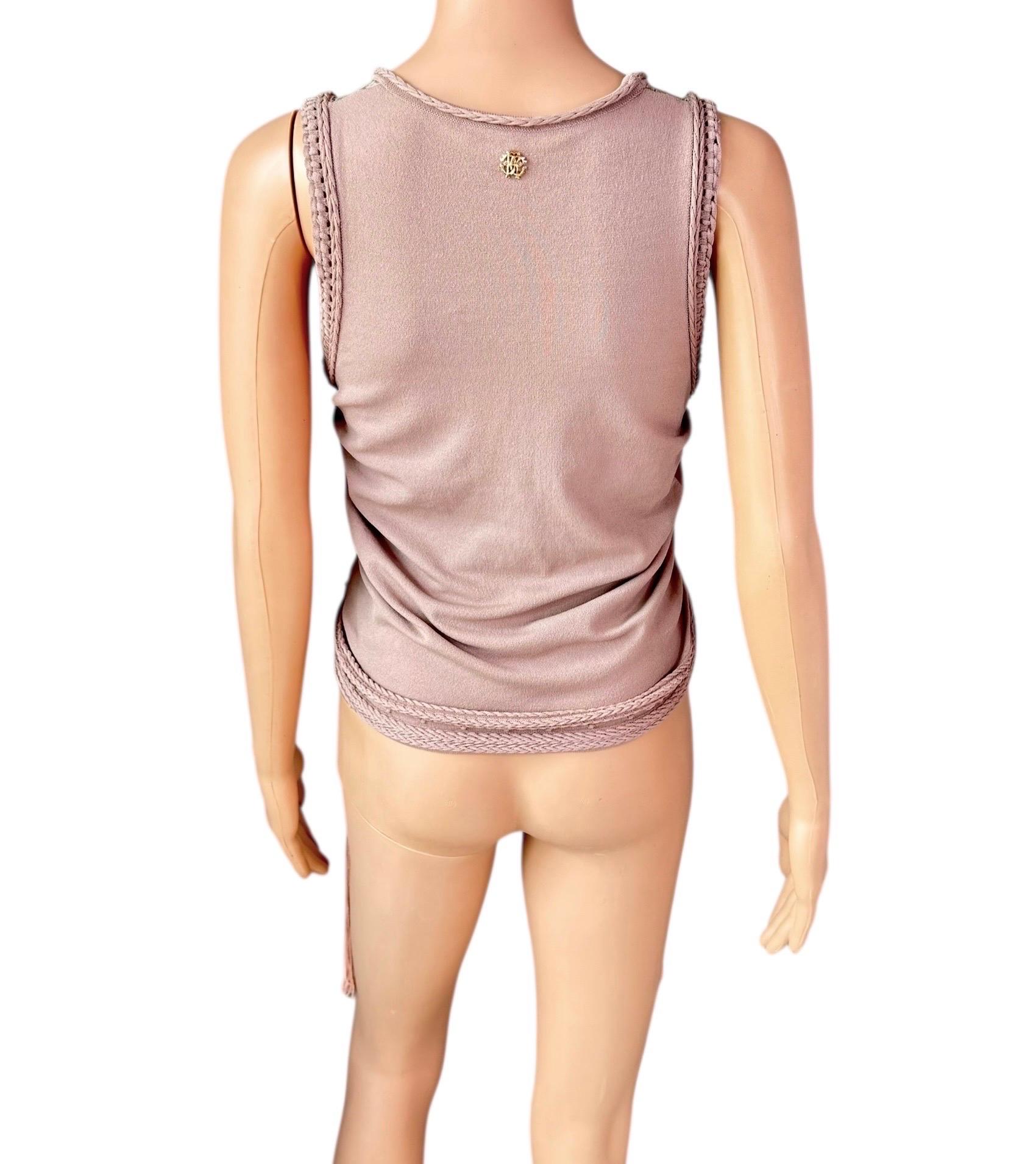 Roberto Cavalli S/S 2011 Lace Up Reptile Print Ruched Tank Top Pour femmes en vente