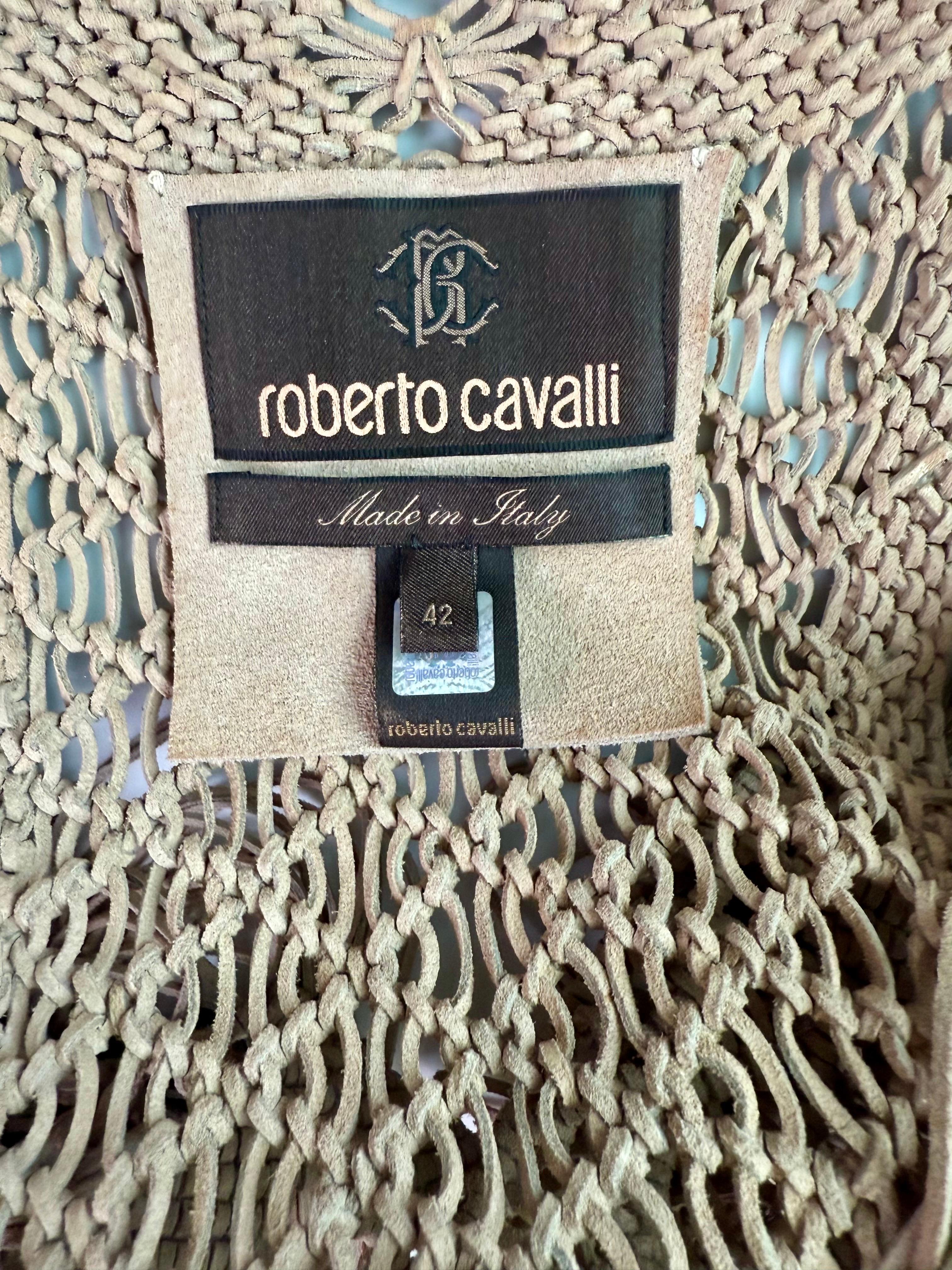 Roberto Cavalli S/S 2011 Leather Feather Embellished Fringed Top Vest Jacket For Sale 11