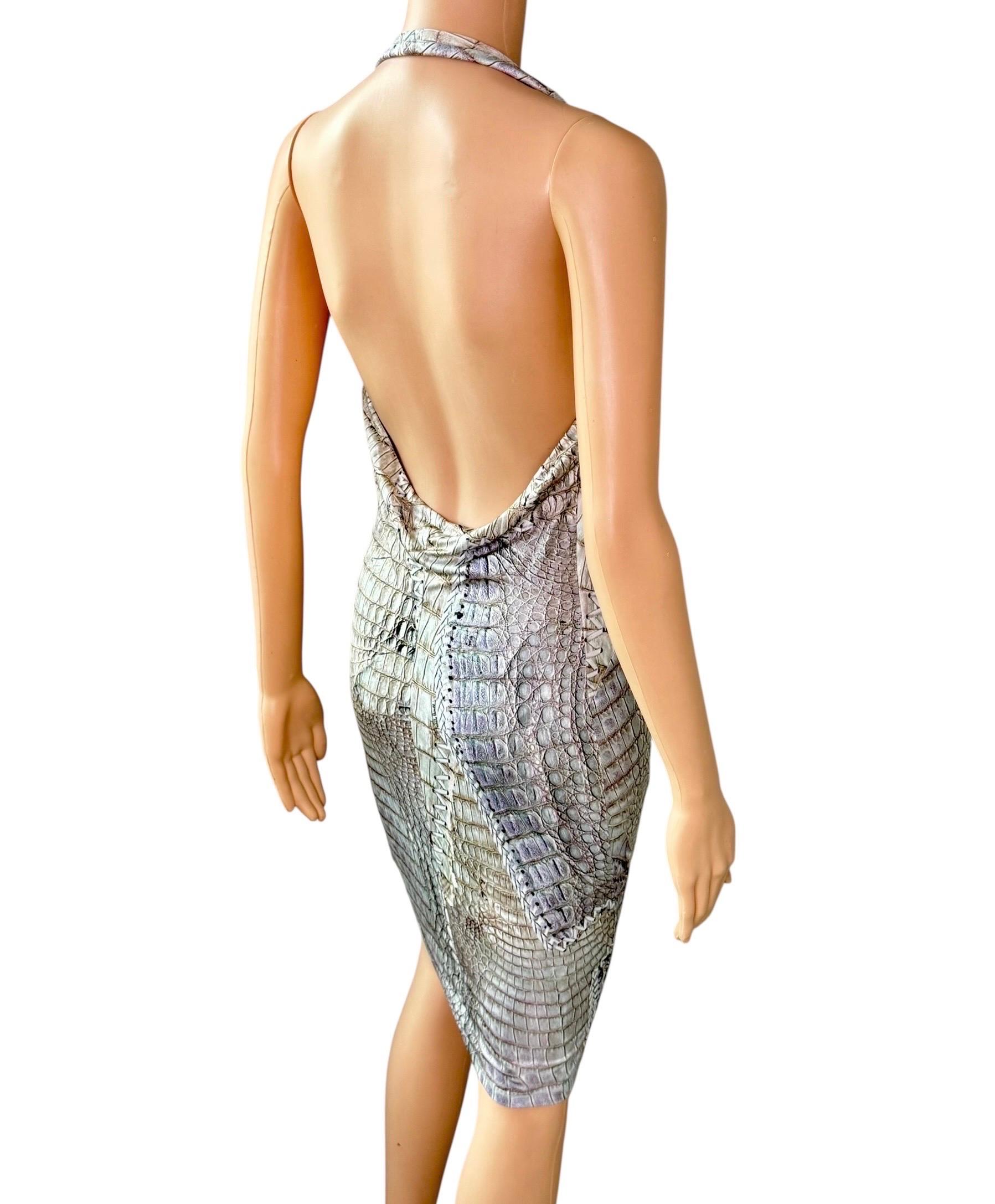 Roberto Cavalli - P/E 2011 - Vestito con frange in pelle e catena con stampa rettile in vendita 6
