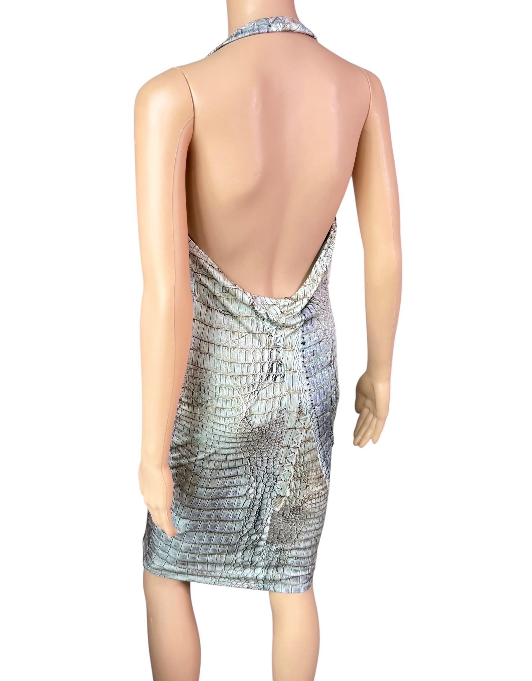 Roberto Cavalli - P/E 2011 - Vestito con frange in pelle e catena con stampa rettile in vendita 1