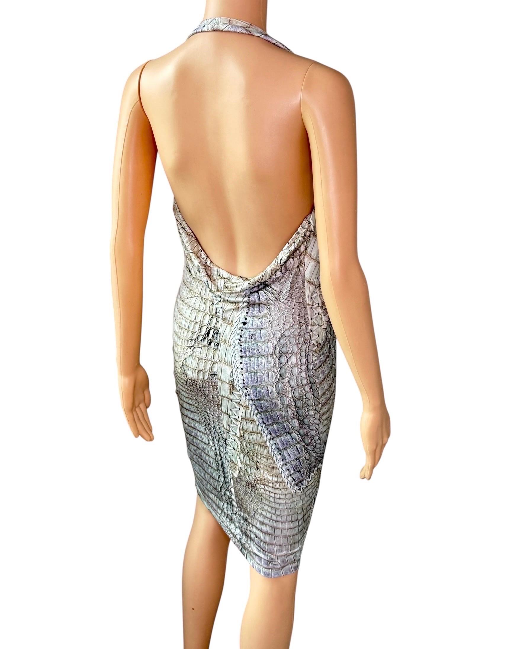 Roberto Cavalli - P/E 2011 - Vestito con frange in pelle e catena con stampa rettile in vendita 4