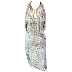 Roberto Cavalli - P/E 2011 - Vestito con frange in pelle e catena con stampa rettile