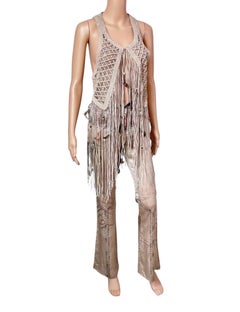 Roberto Cavalli Frühjahr/Sommer 2011 – 2-teiliges Set aus Lederweste mit Fransen und Hose