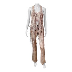 Roberto Cavalli Frühjahr/Sommer 2011 – 2-teiliges Set aus Lederweste mit Fransen und Hose