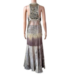 Roberto Cavalli S/S 2011 Leather Fringed Top Vest & Skirt Ensemble 2 Piece Set