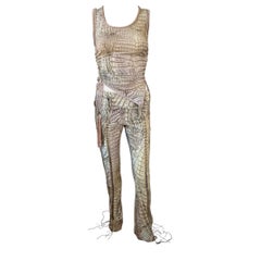 Roberto Cavalli S/S 2011 Runway Lace Up Fringe Leather Pants & Top 2 Piece Set