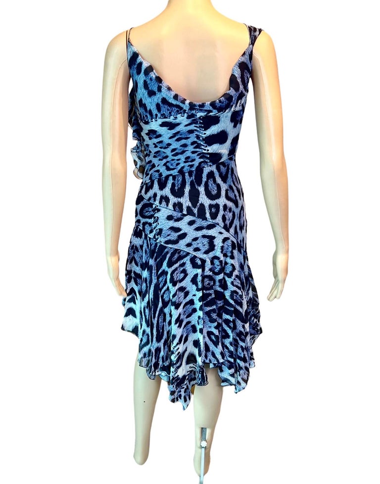Roberto Cavalli S/S 2011 Silk Bias Cut Asymmetrical Animal Print Slip Dress  In Excellent Condition For Sale In Naples, FL