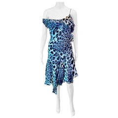Roberto Cavalli - P/E 2011 - Slip Dress in seta con taglio sbieco e stampa animalier asimmetrica