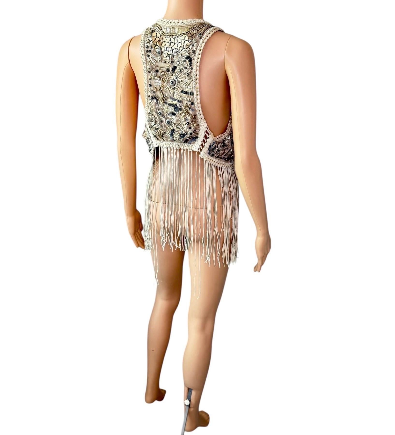 Roberto Cavalli - P/E 2011 - Giacca gilet con frange in pelle impreziosita e non indossata in vendita 6