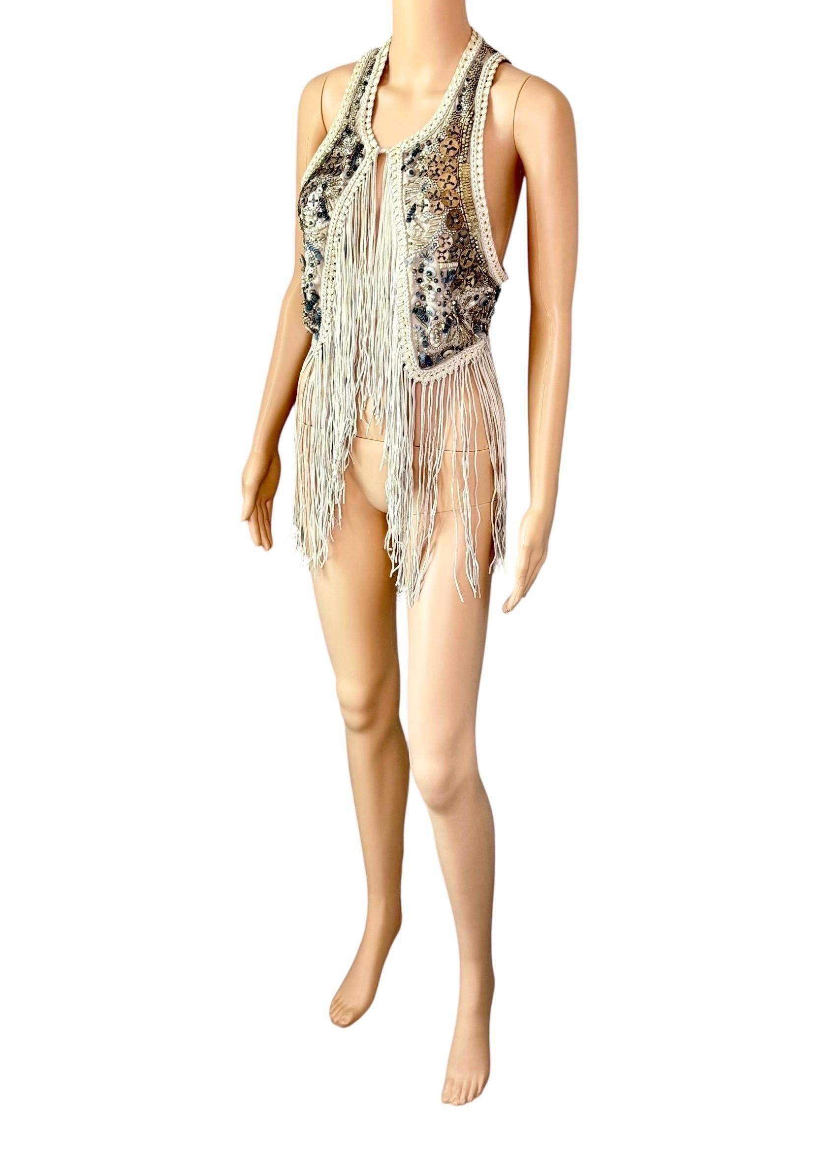 Roberto Cavalli - P/E 2011 - Giacca gilet con frange in pelle impreziosita e non indossata in vendita 9