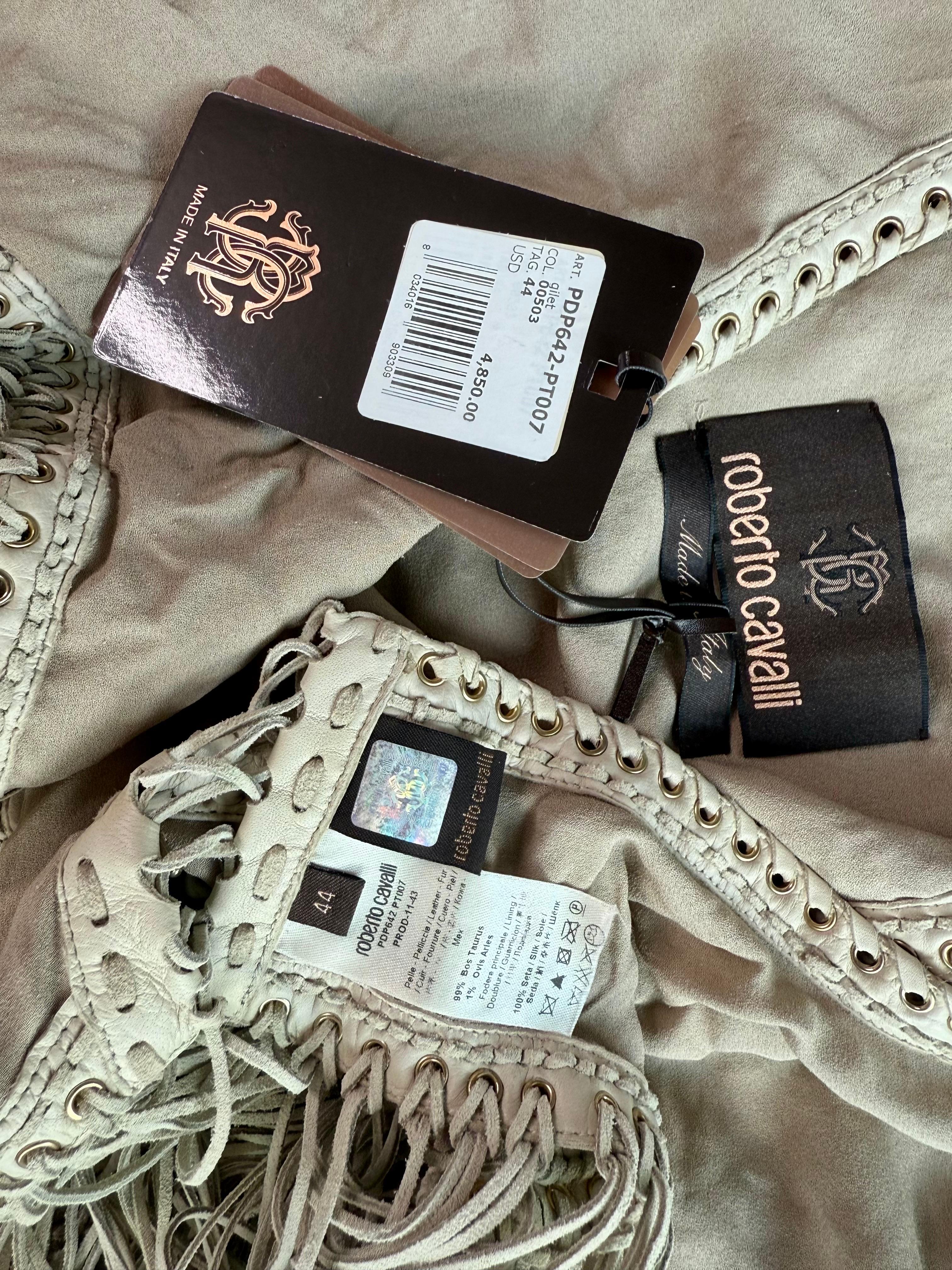 Roberto Cavalli - P/E 2011 - Giacca gilet con frange in pelle impreziosita e non indossata in vendita 10