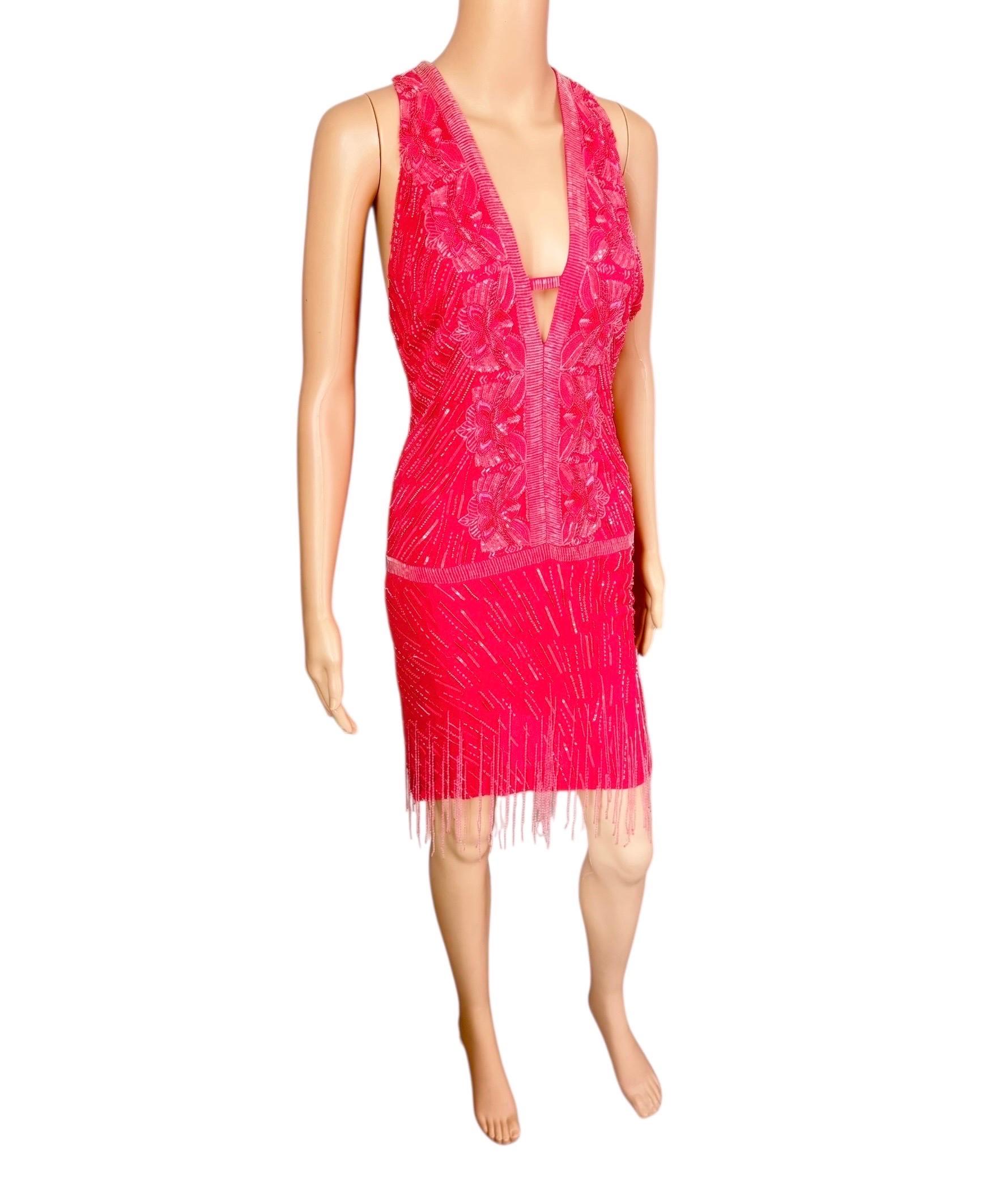Roberto Cavalli S/S 2013 - Mini robe ouverte dans le dos avec perles et franges de flapper en vente 5