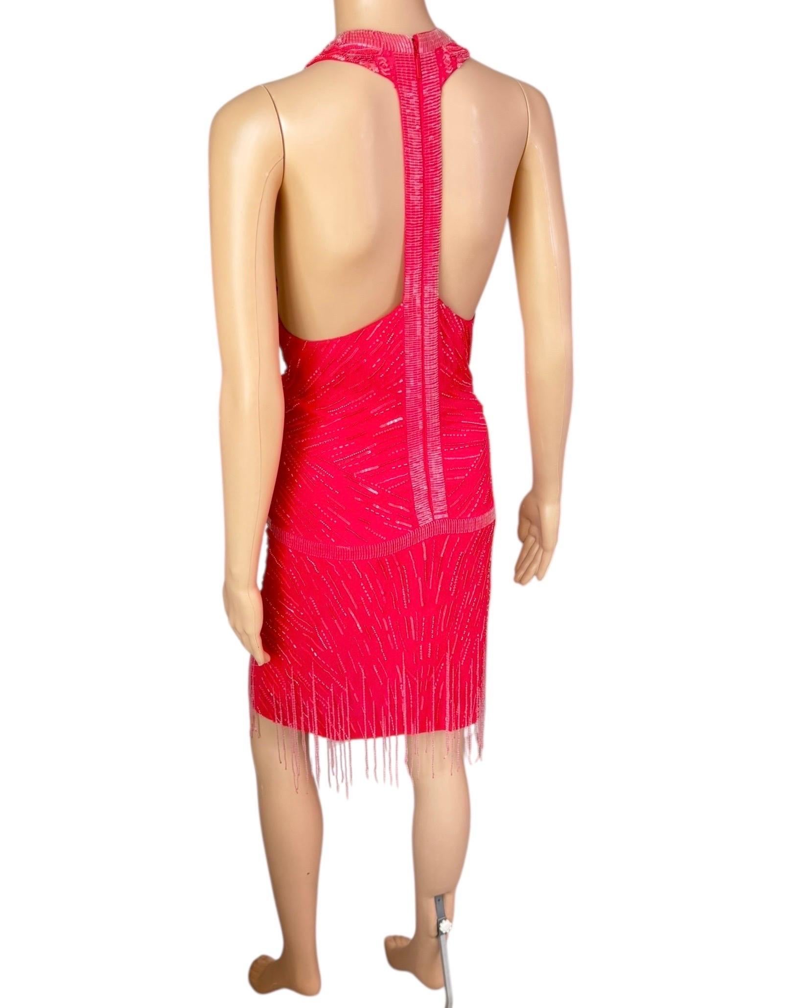 Roberto Cavalli S/S 2013 - Mini robe ouverte dans le dos avec perles et franges de flapper en vente 8
