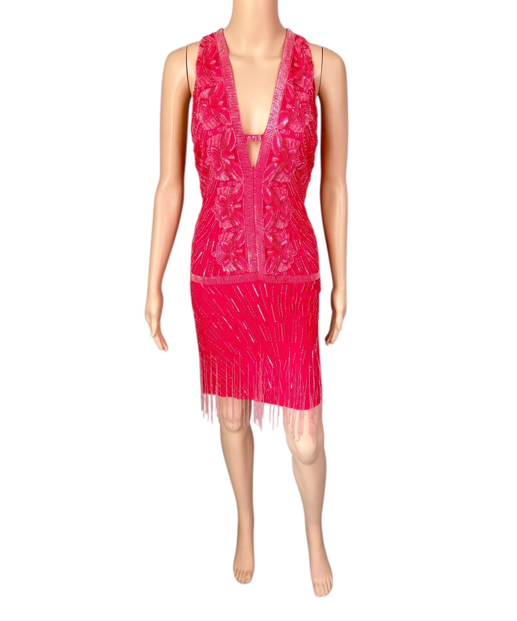 Roberto Cavalli S/S 2013 - Mini robe ouverte dans le dos avec perles et franges de flapper en vente 9