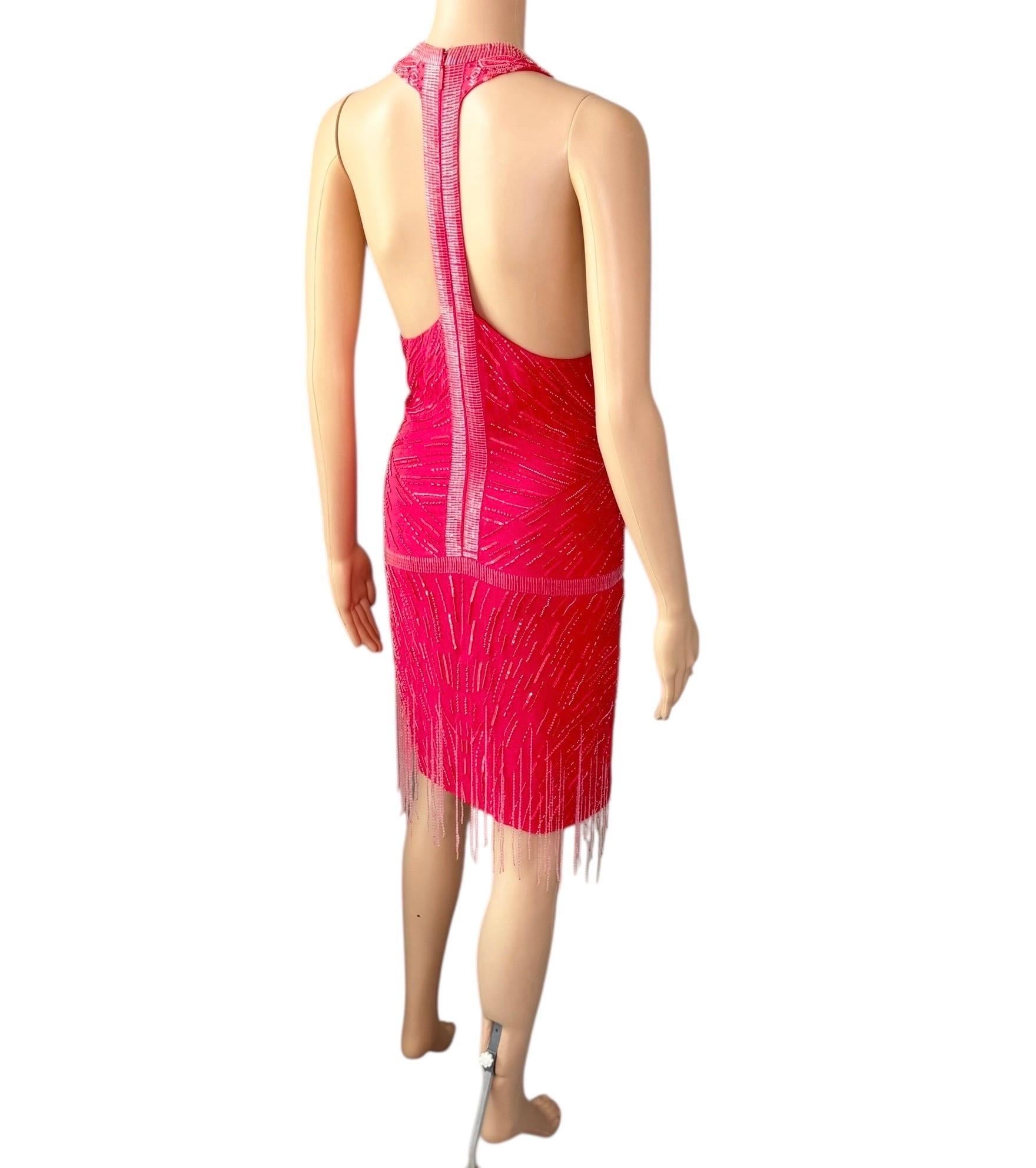 Roberto Cavalli S/S 2013 - Mini robe ouverte dans le dos avec perles et franges de flapper en vente 10