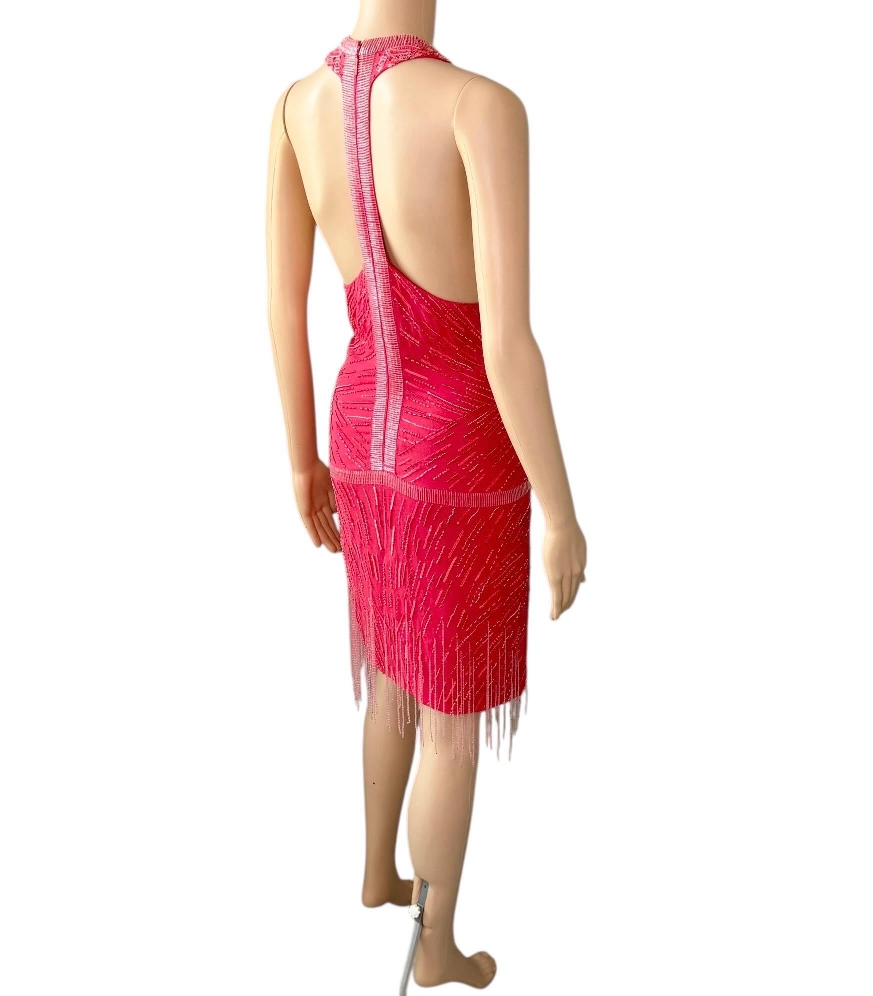 Roberto Cavalli S/S 2013 - Mini robe ouverte dans le dos avec perles et franges de flapper en vente 12