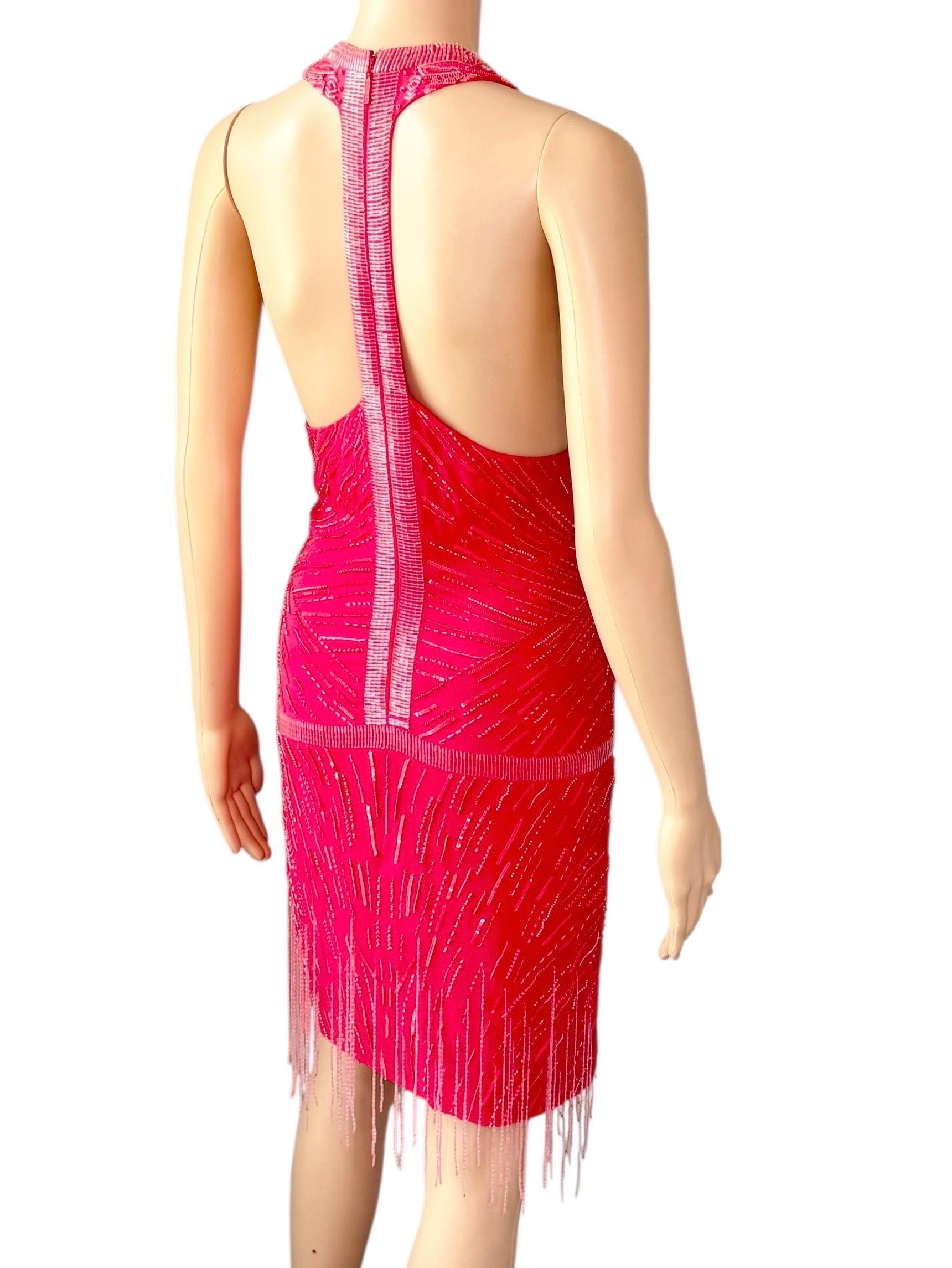 Roberto Cavalli S/S 2013 - Mini robe ouverte dans le dos avec perles et franges de flapper en vente 2