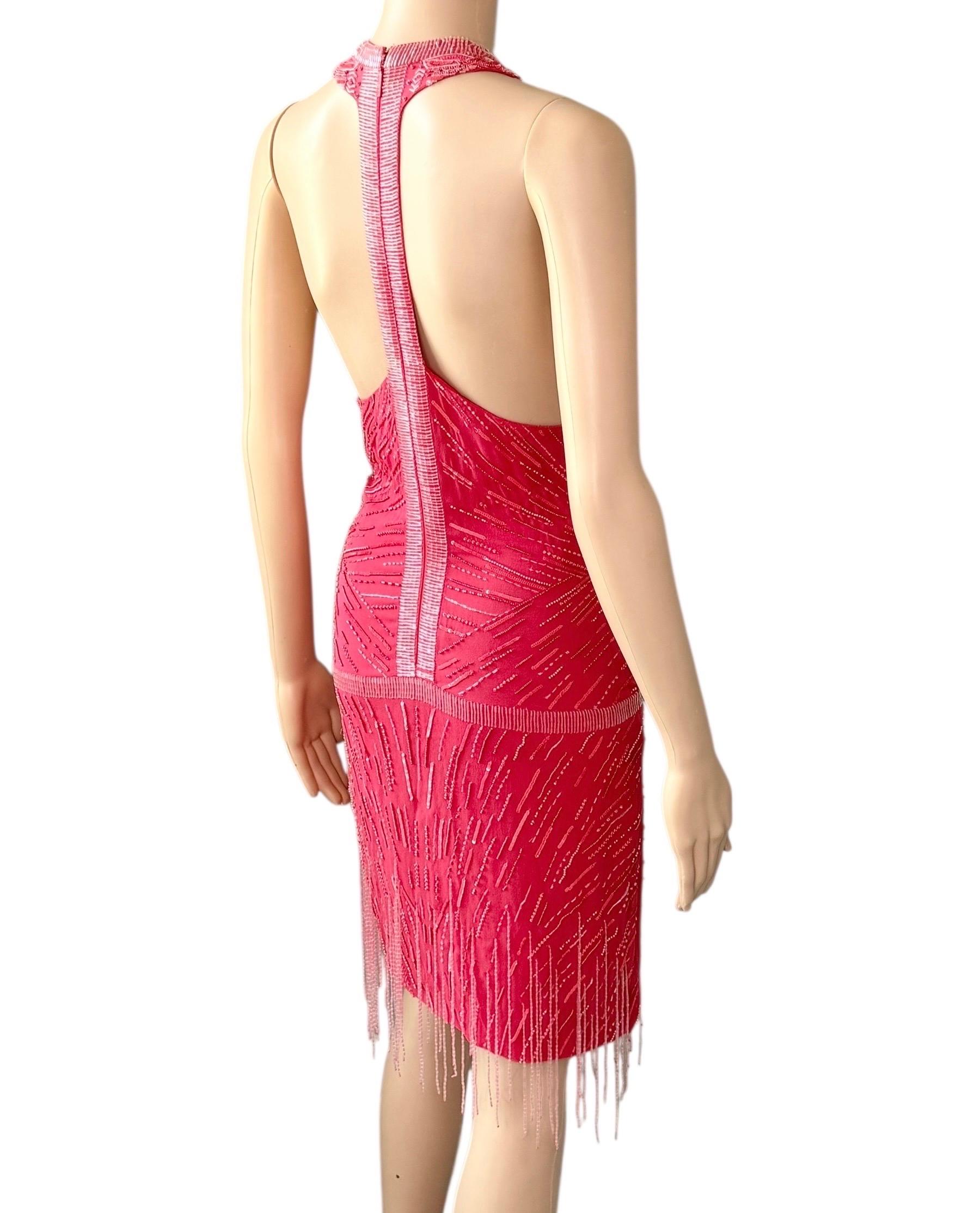 Roberto Cavalli S/S 2013 - Mini robe ouverte dans le dos avec perles et franges de flapper en vente 4