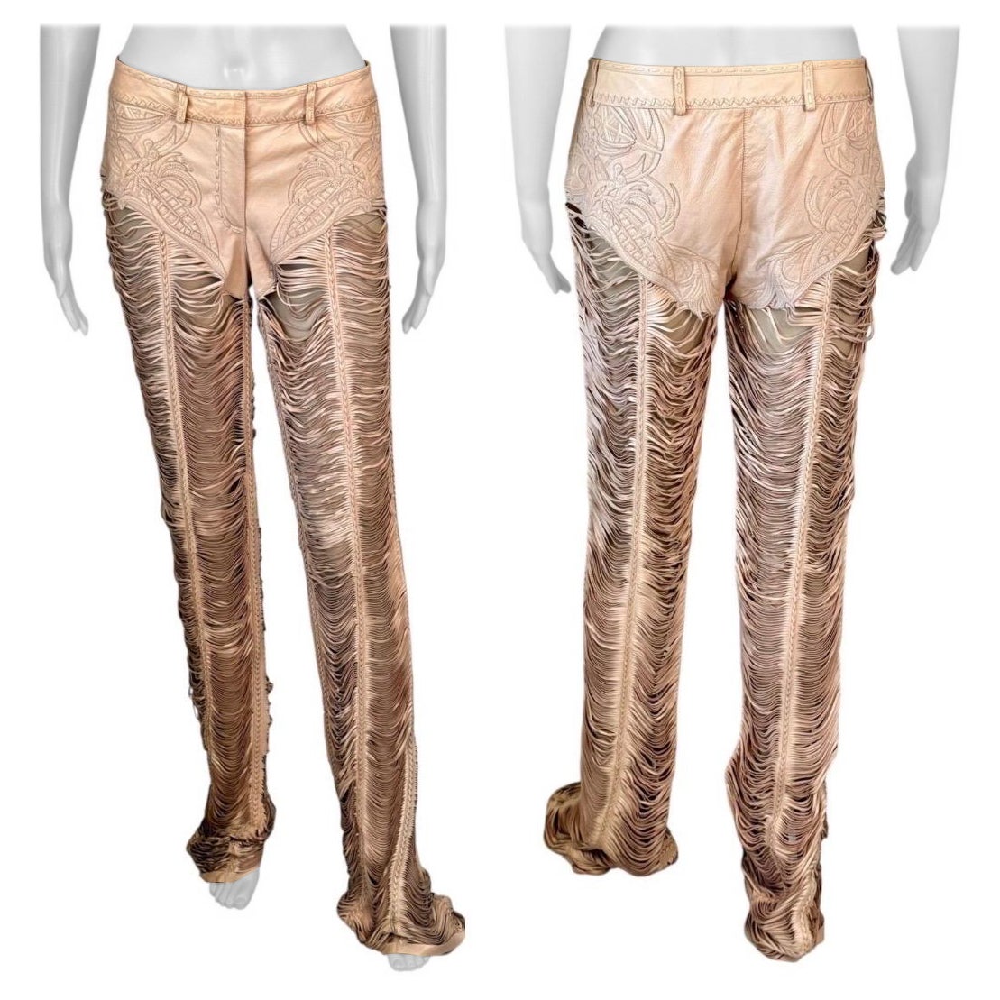 Roberto Cavalli S/S 2013 Laufsteg Fransenausschnitt Lederhose