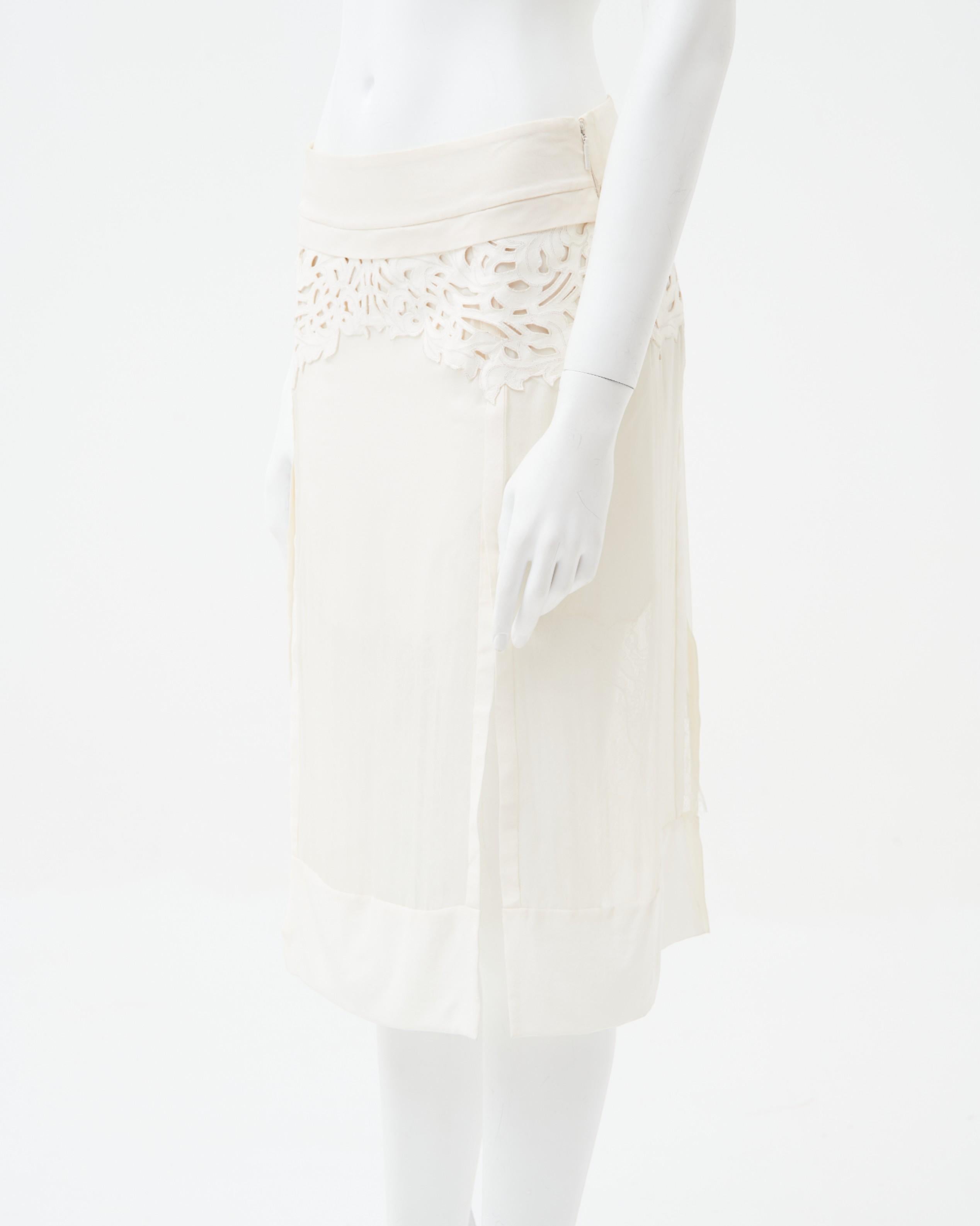 Gray Roberto Cavalli S/S 2013 White Layered Silk Skirt en vente