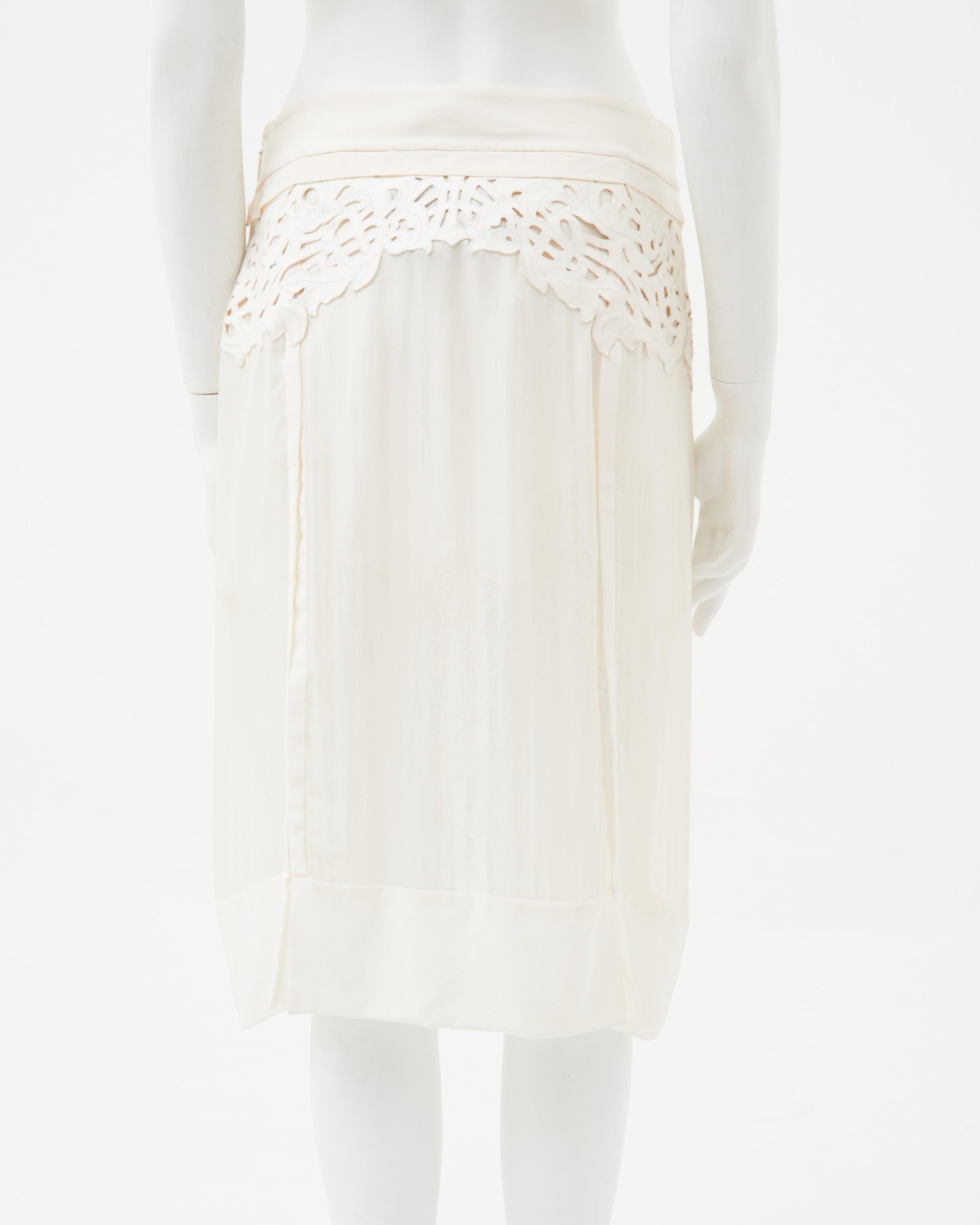 Roberto Cavalli S/S 2013 White Layered Silk Skirt Excellent état - En vente à Milano, IT