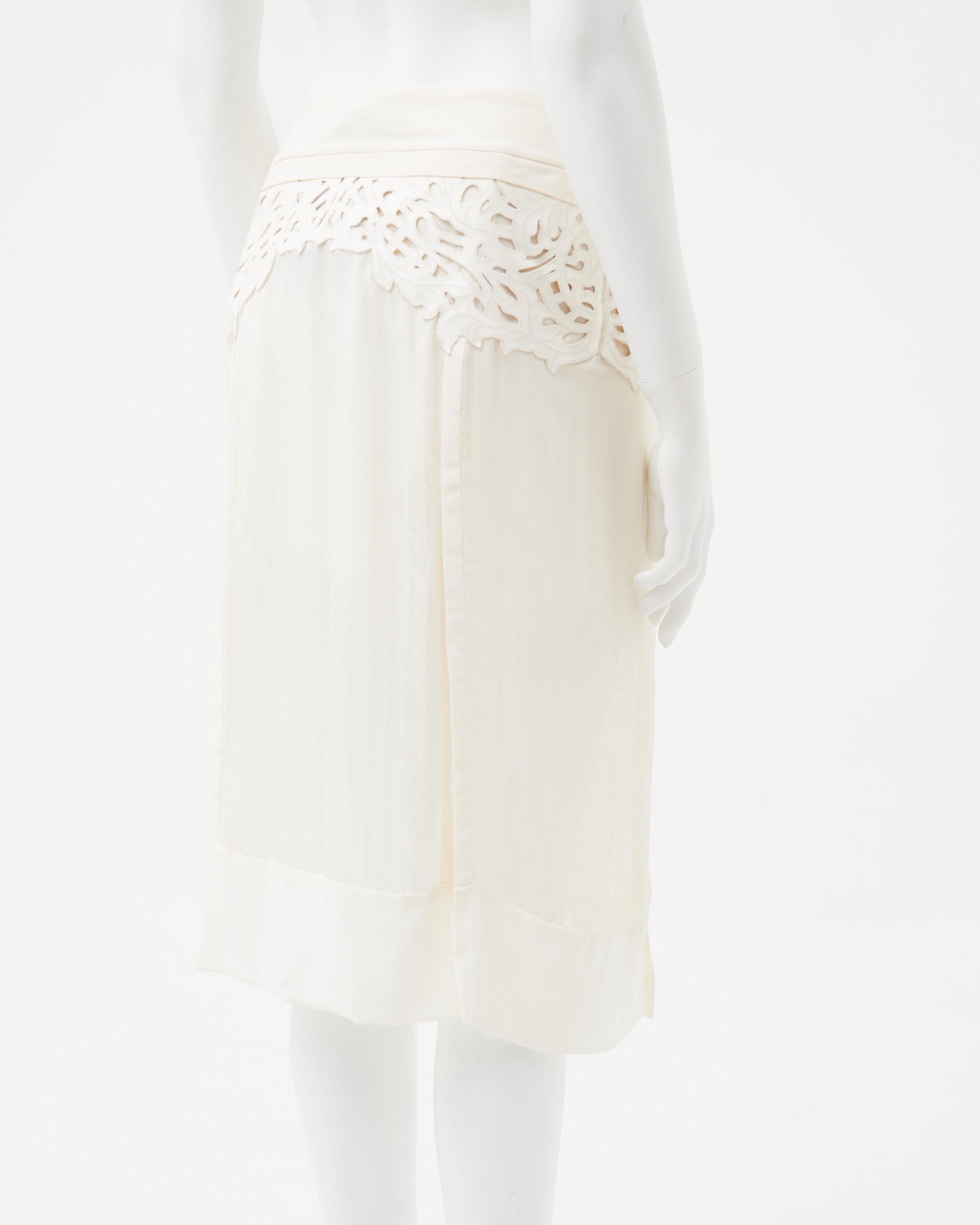 Roberto Cavalli S/S 2013 White Layered Silk Skirt Pour femmes en vente