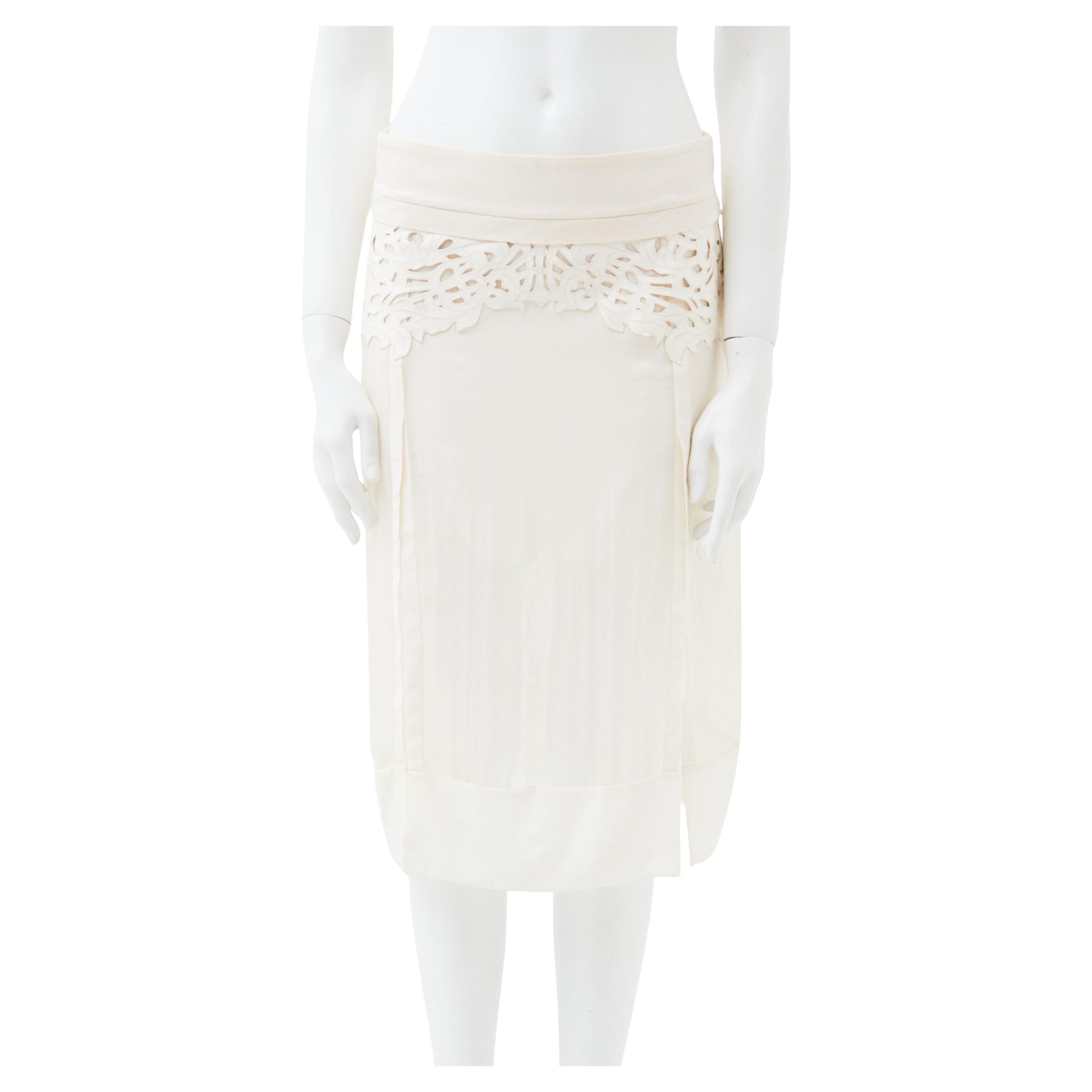 Roberto Cavalli S/S 2013 White Layered Silk Skirt en vente
